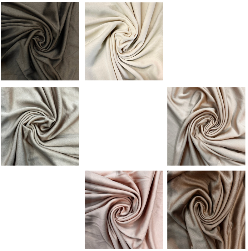 Collage of beige fabric swatches in different colors.