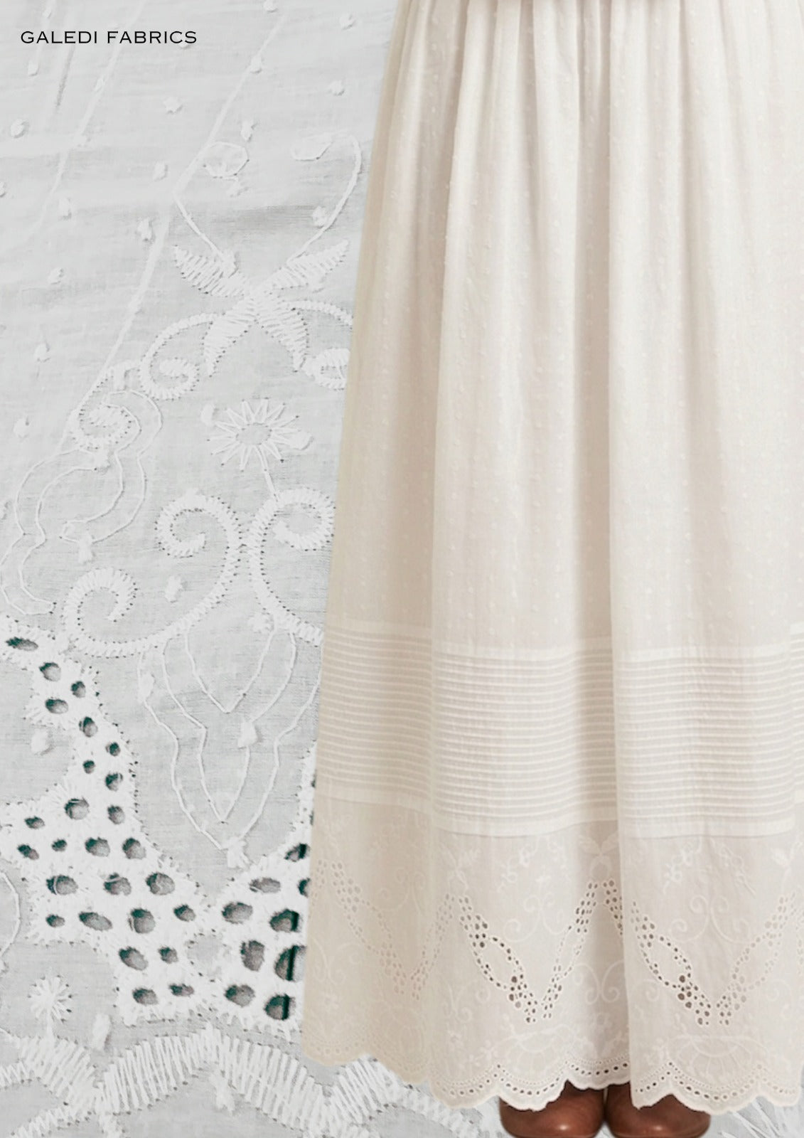 White Cotton Fabric NO013 ALMENDRA