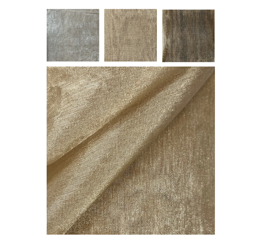 Textured fabric swatch with a gradient of brown tones on a white background