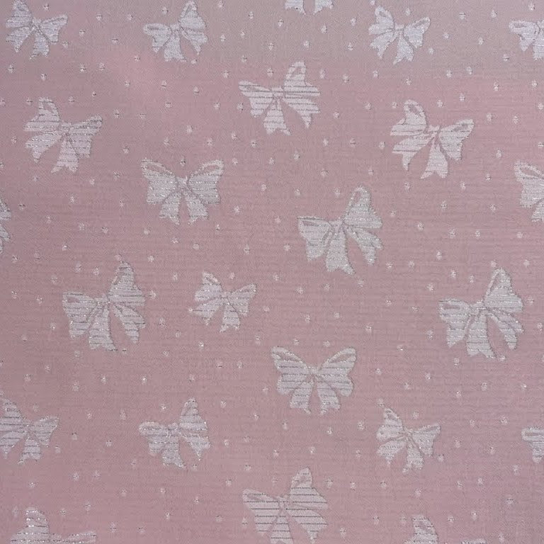 Pink and White Bow Jacquard Craft Fabric | SALEXML026