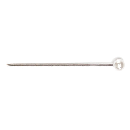 Hemline Pearl Head Sewing Pins, 38mm Nickel Plated Steel, 40 Pieces