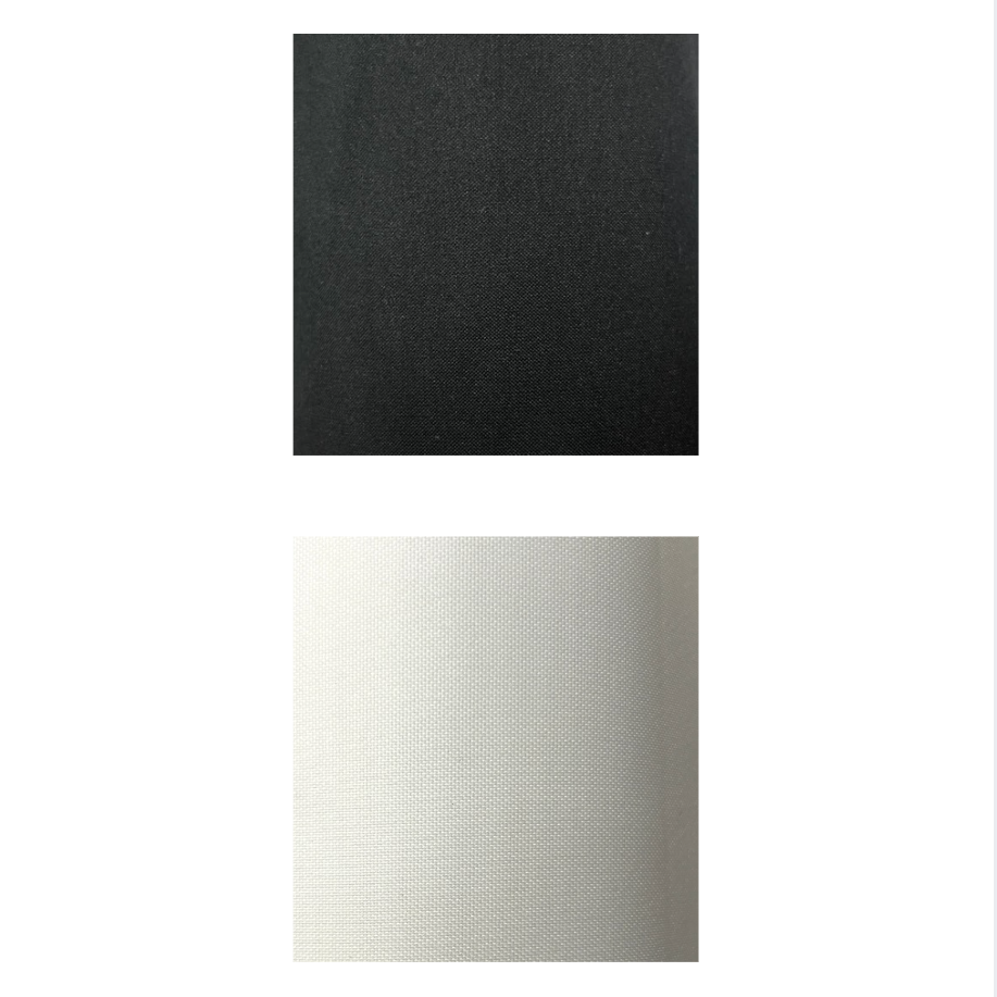 Two rectangular color swatches, one black and one gray, on a white background.