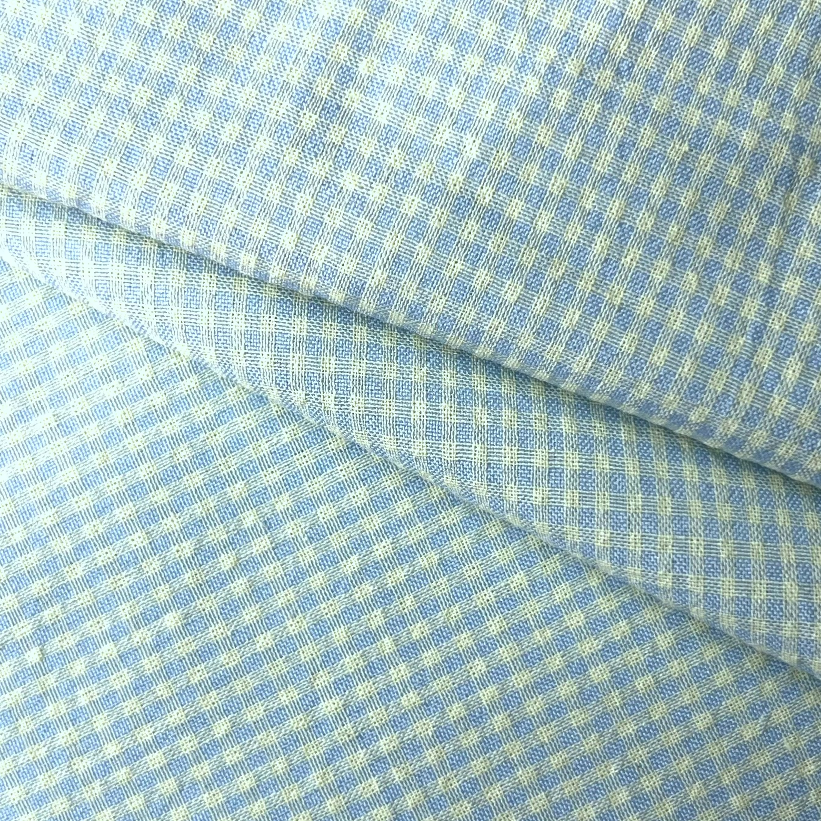 Close-up of blue and white checkered fabric