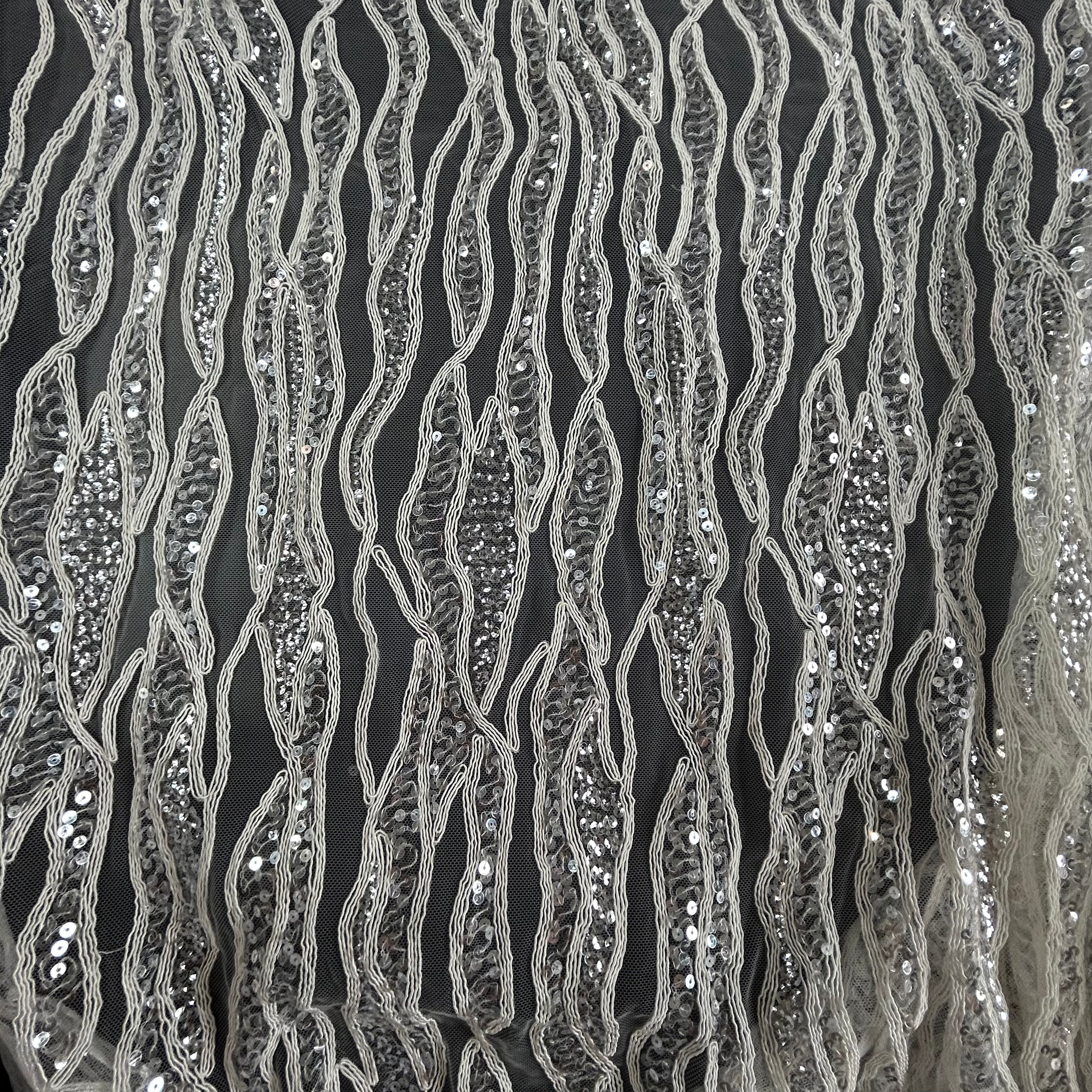 Off-White Sequin Lace Apparel Fabric - 1m | SALEXM154