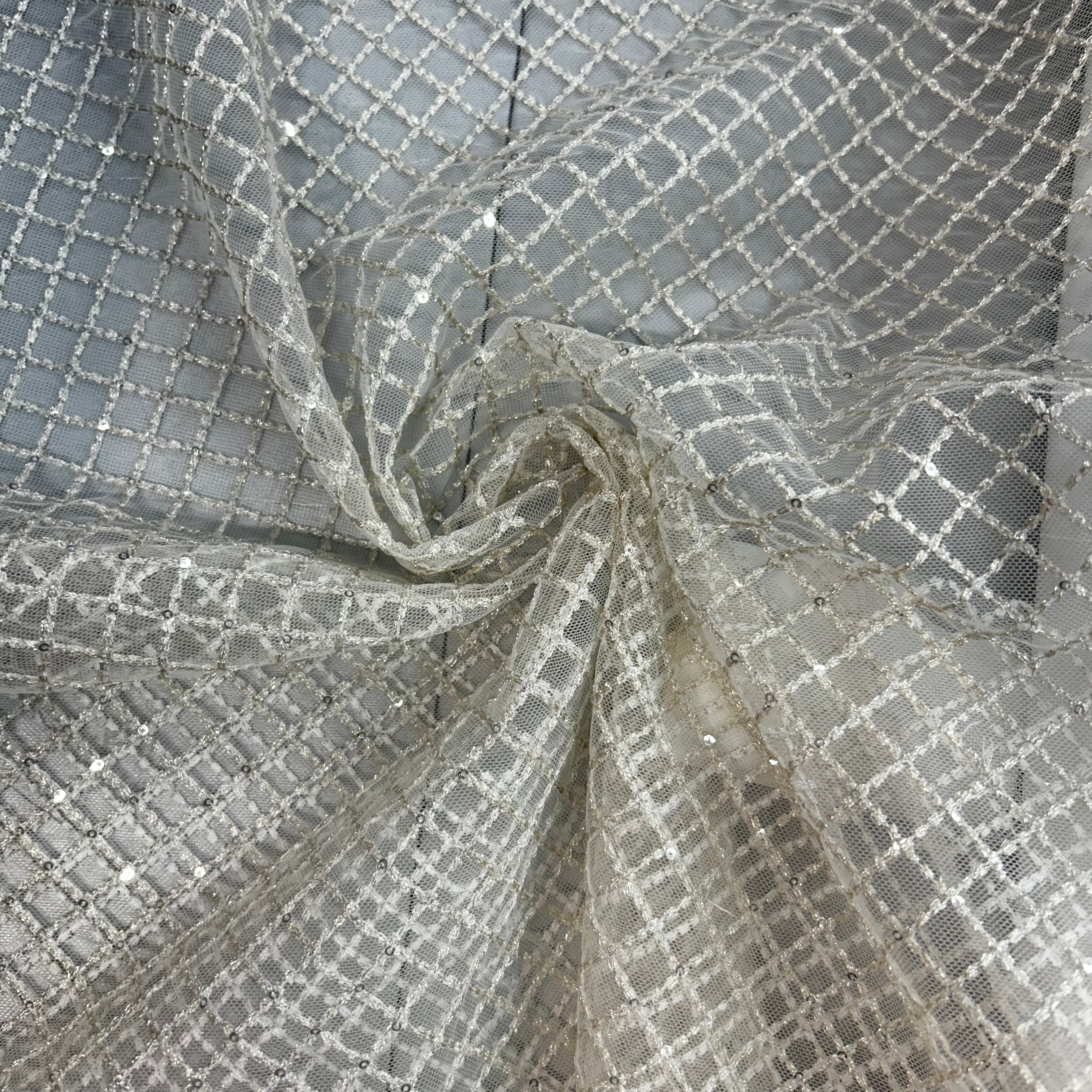 Beige Lace with sequins - 1m | SALEXM156