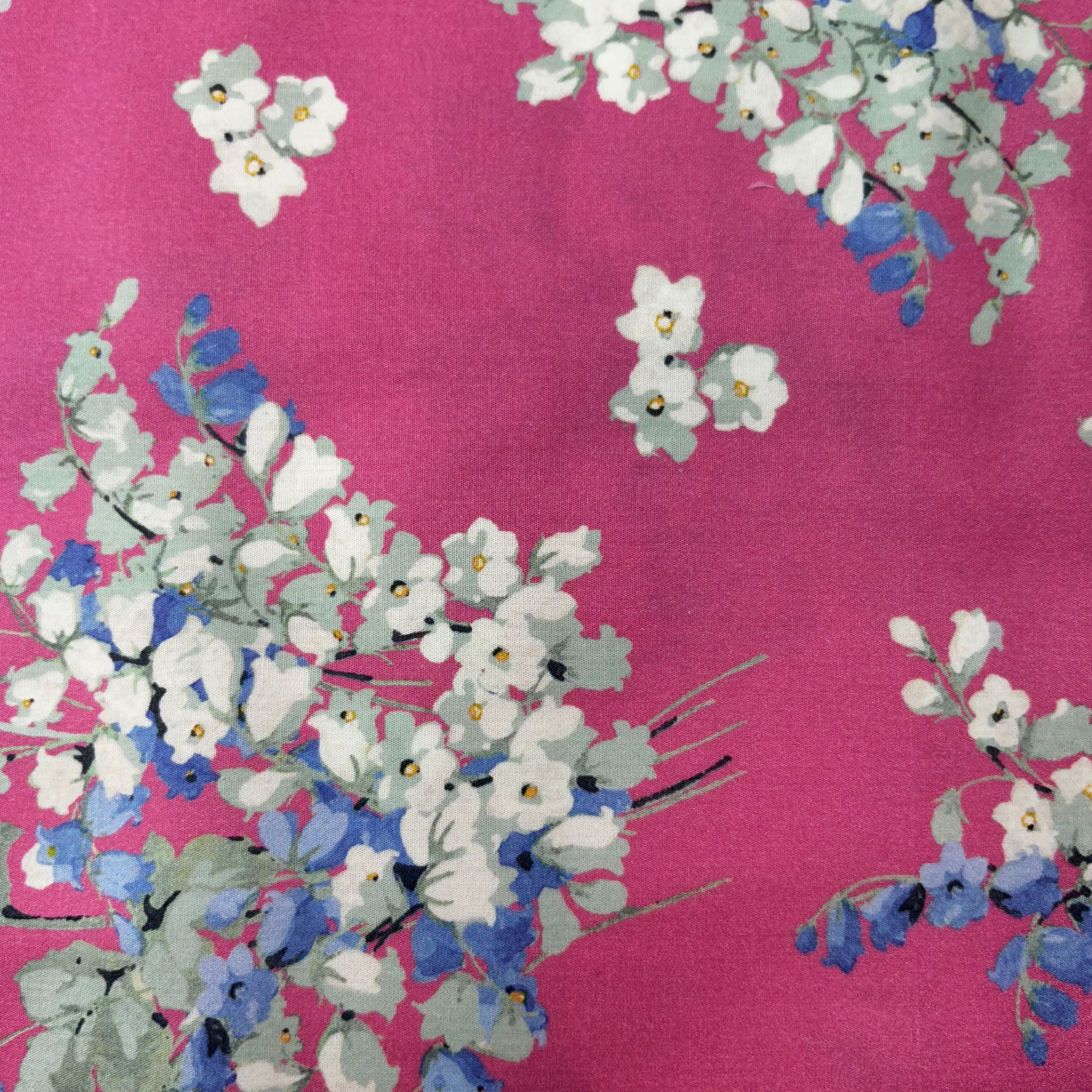 Pink Floral Cotton Printed Craft Fabric | SALEXM176