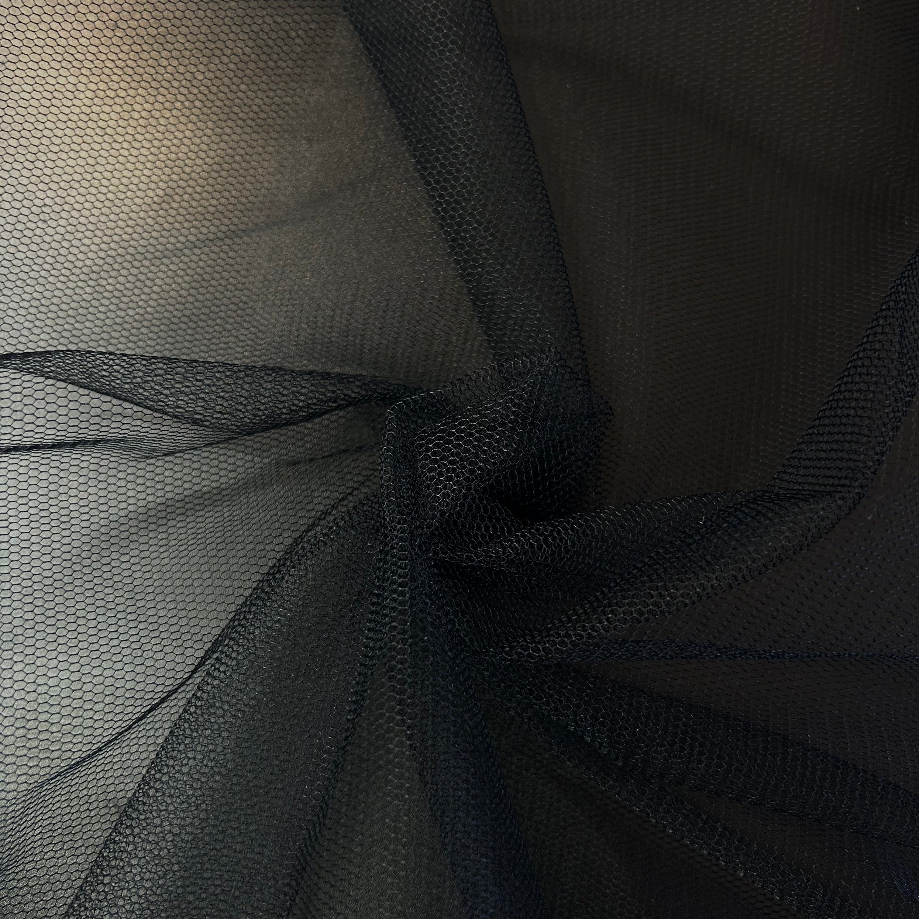 Solid Black Tulle Mesh Dressmaking Fabric | SALEXML010