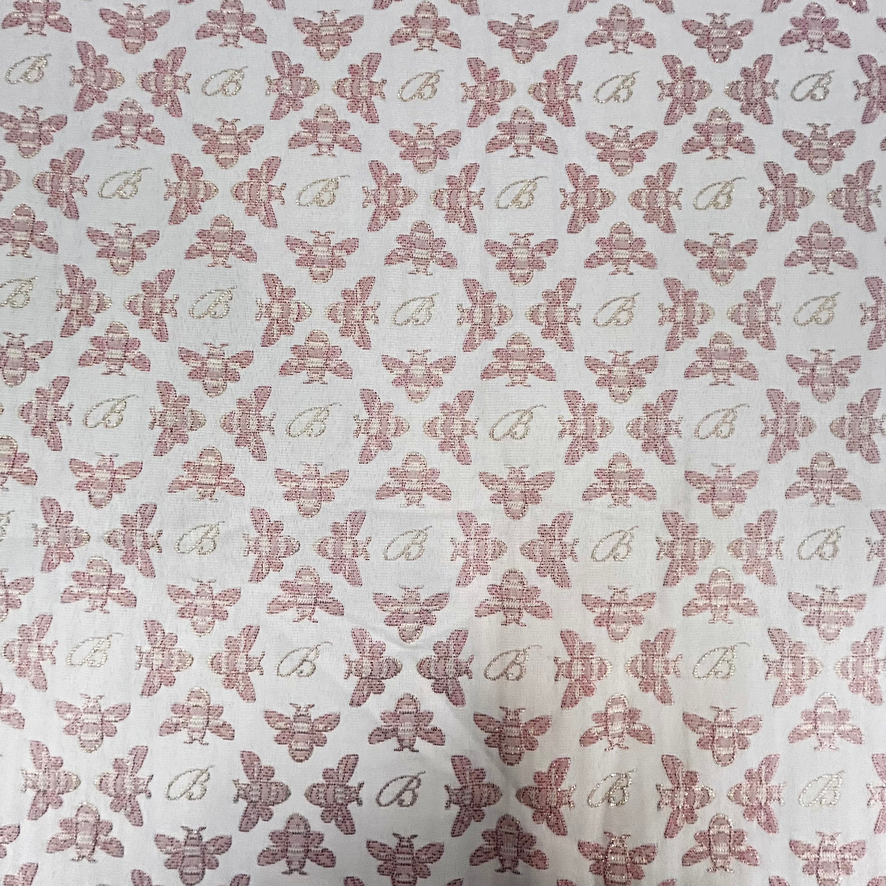 Pink and White Bumblebee Jacquard Fabric - 2.4m | SALEXML033