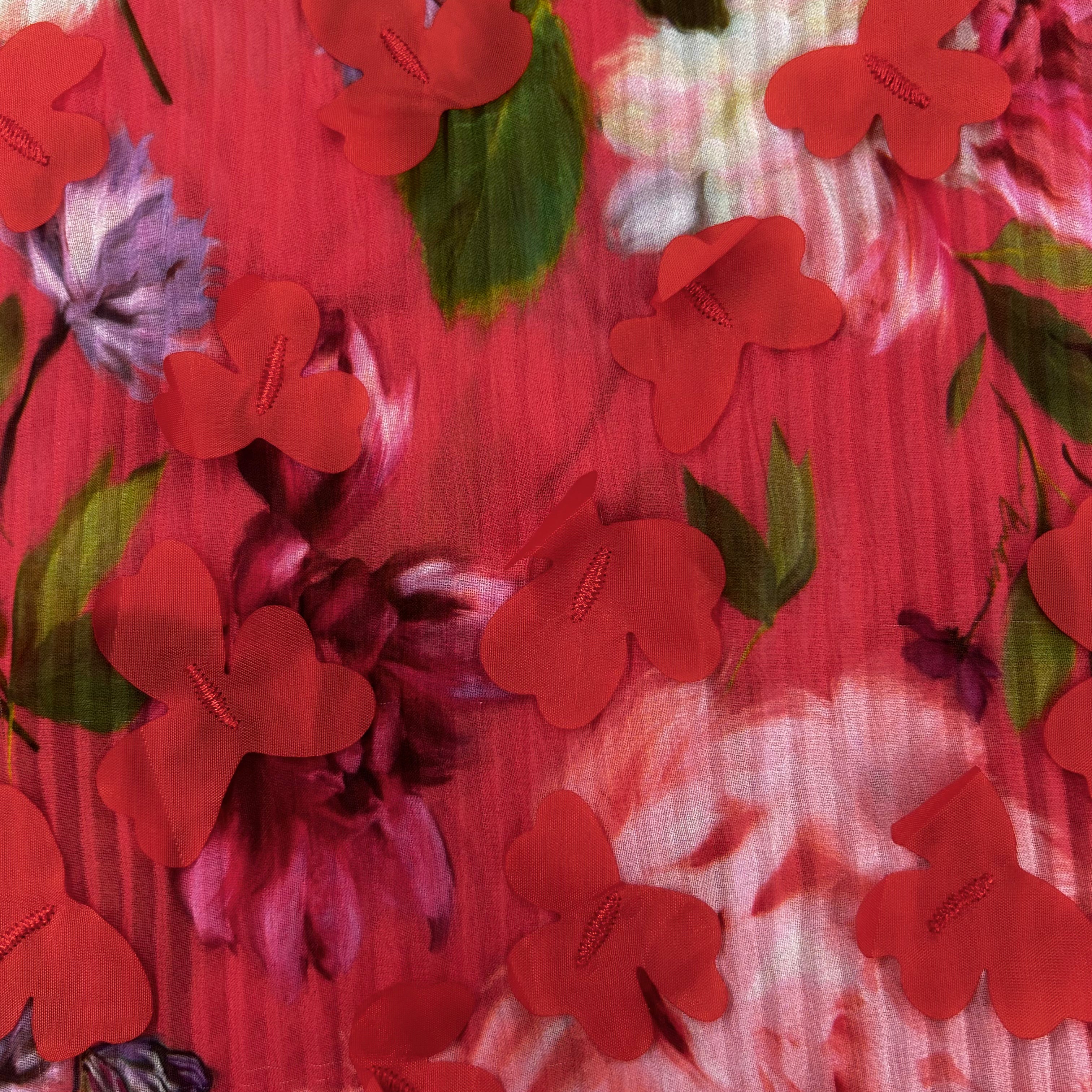 Printed 3D Pleated Polyester Chiffon |SALEXML041
