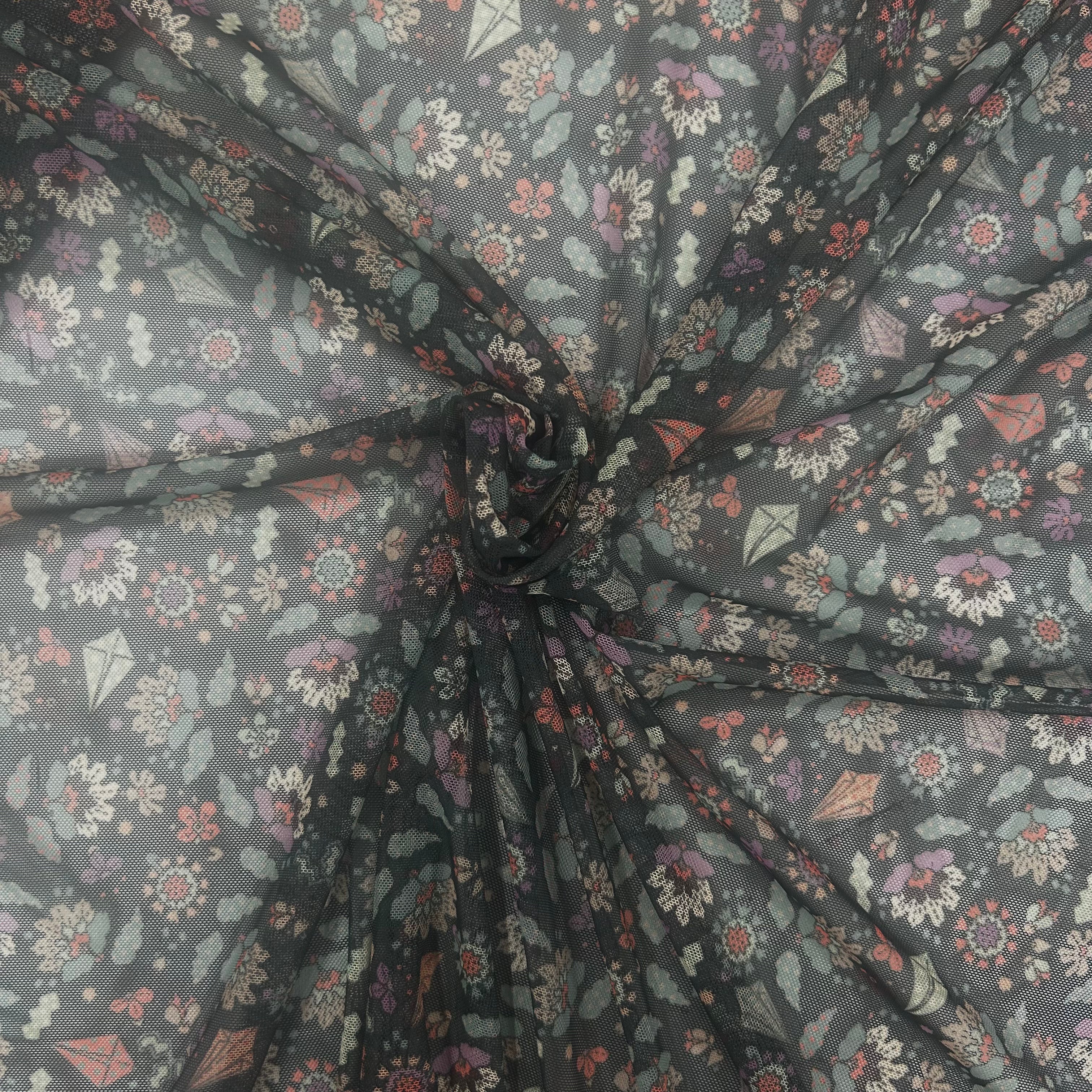 Printed Tulle Recycled Powermesh |SALEXML046