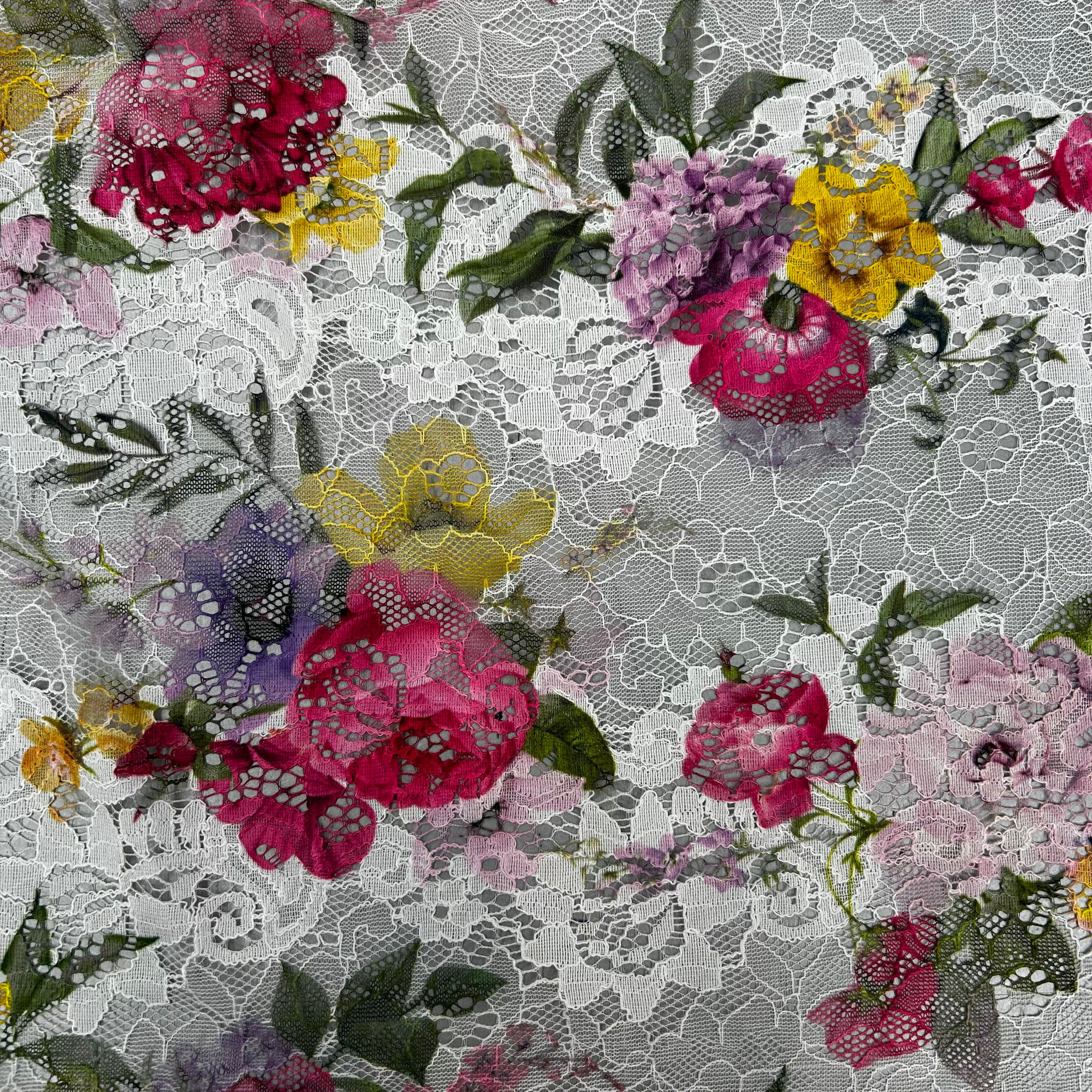 Printed Floral Lace Fabric | SALEXML056