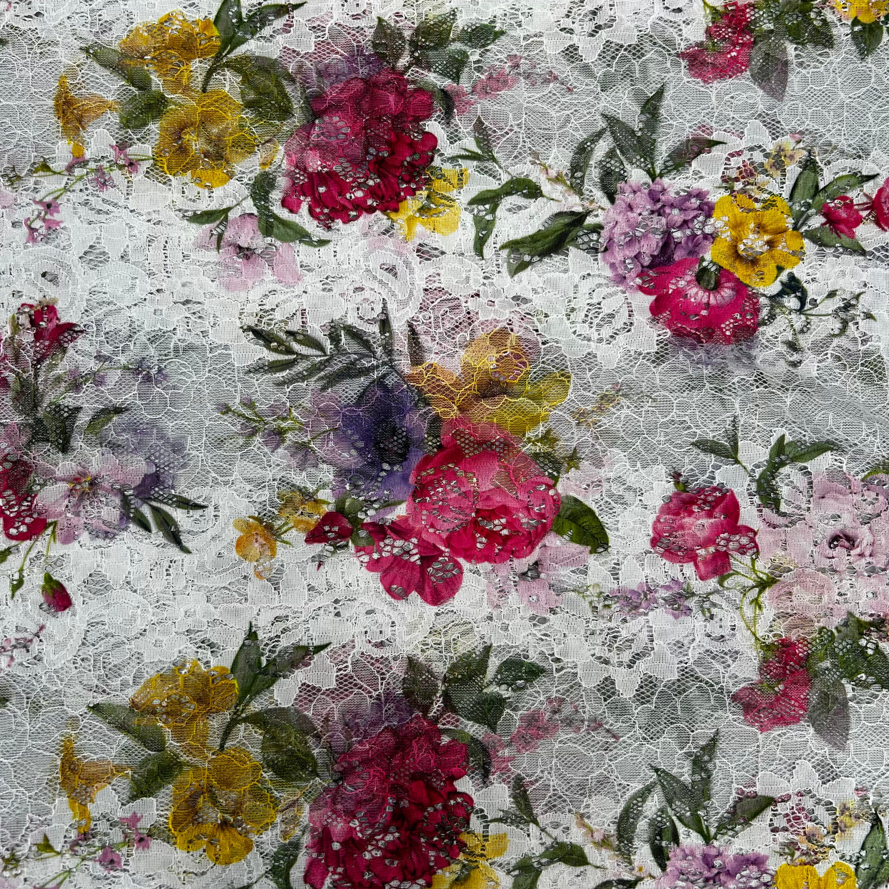 Printed Floral Lace Fabric | SALEXML056