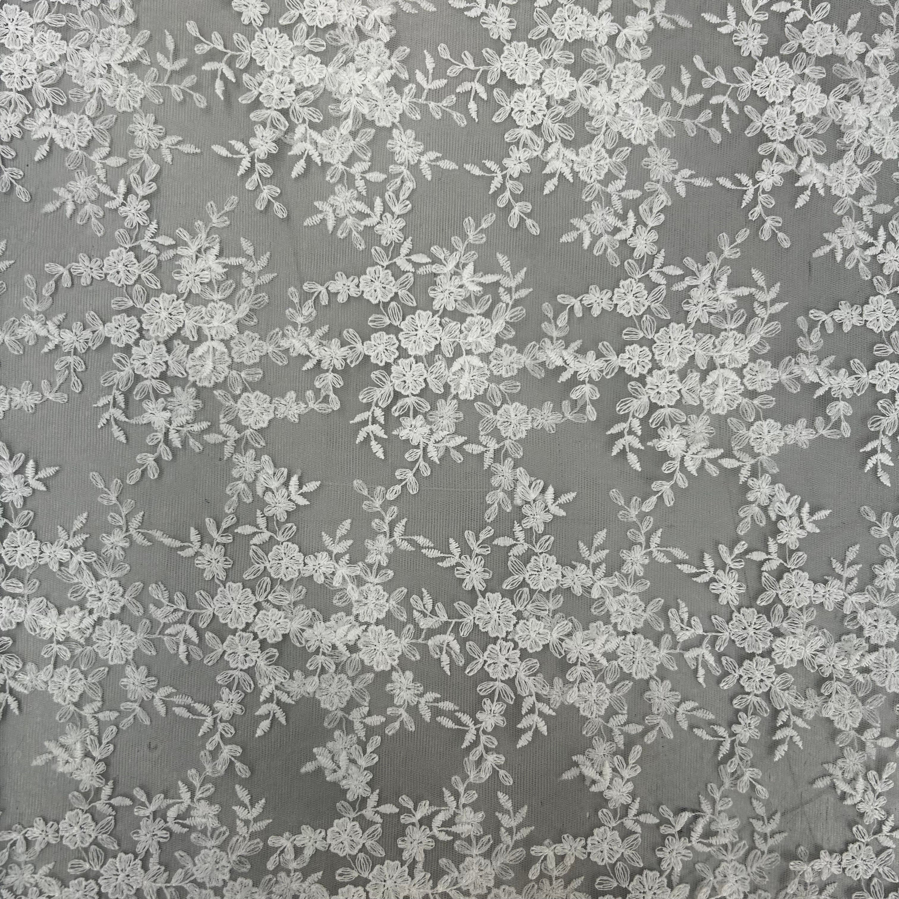 White Embroidered Tulle | SALEXML062