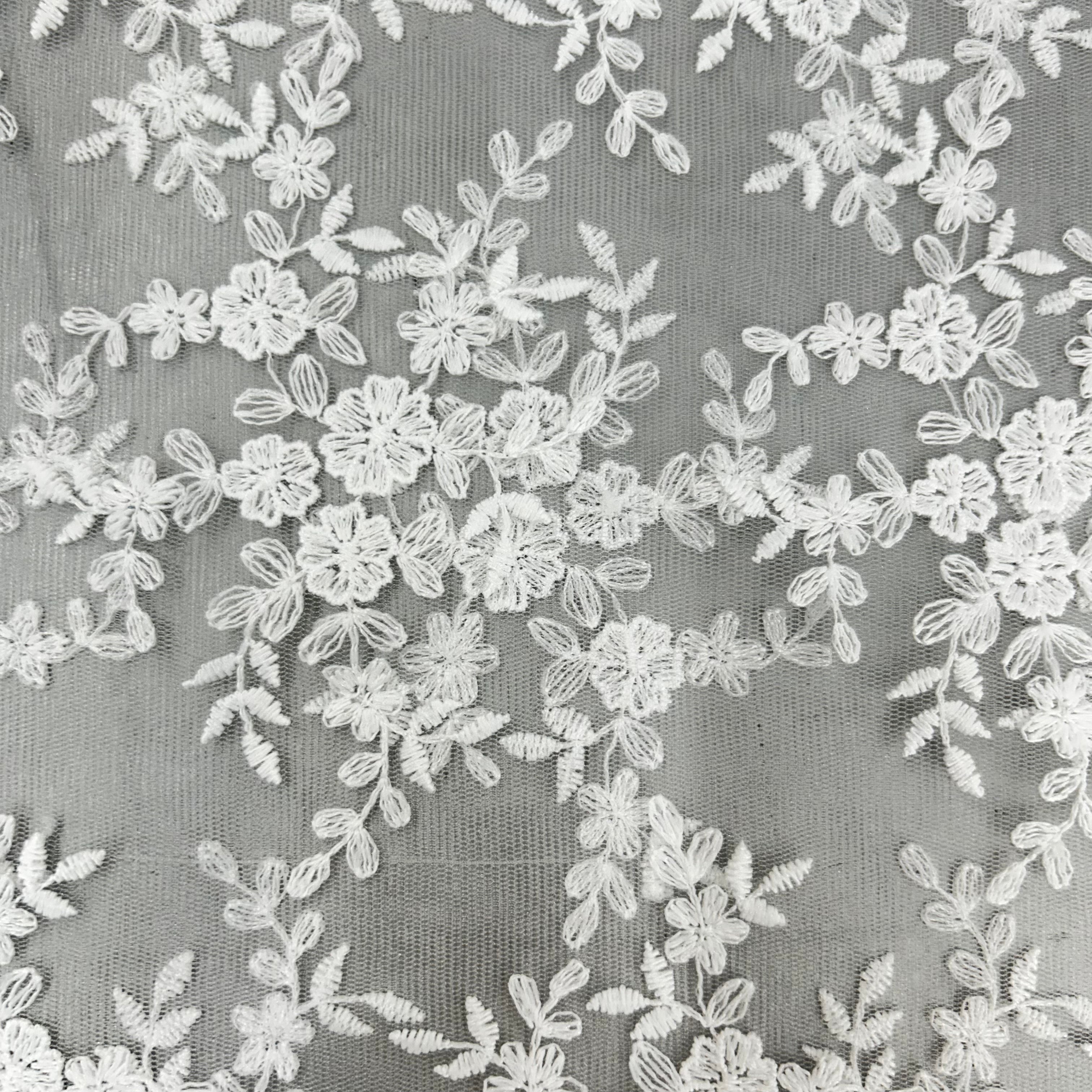 White Embroidered Tulle | SALEXML062