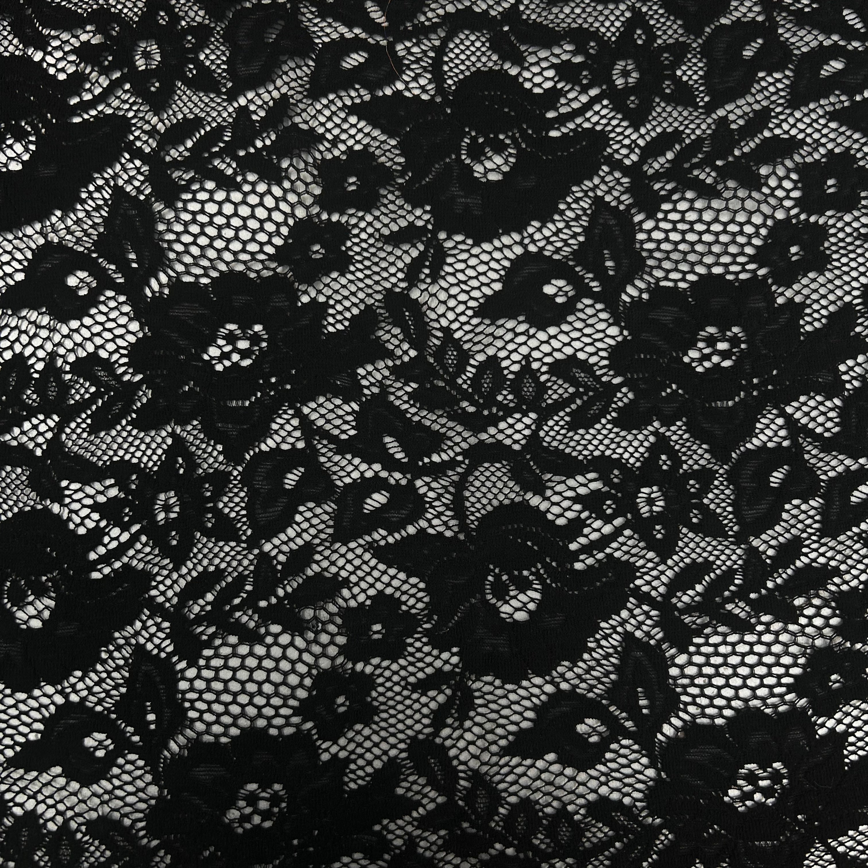 Black Floral Stretch Lace Fabric - 2.70m | SALEXML064