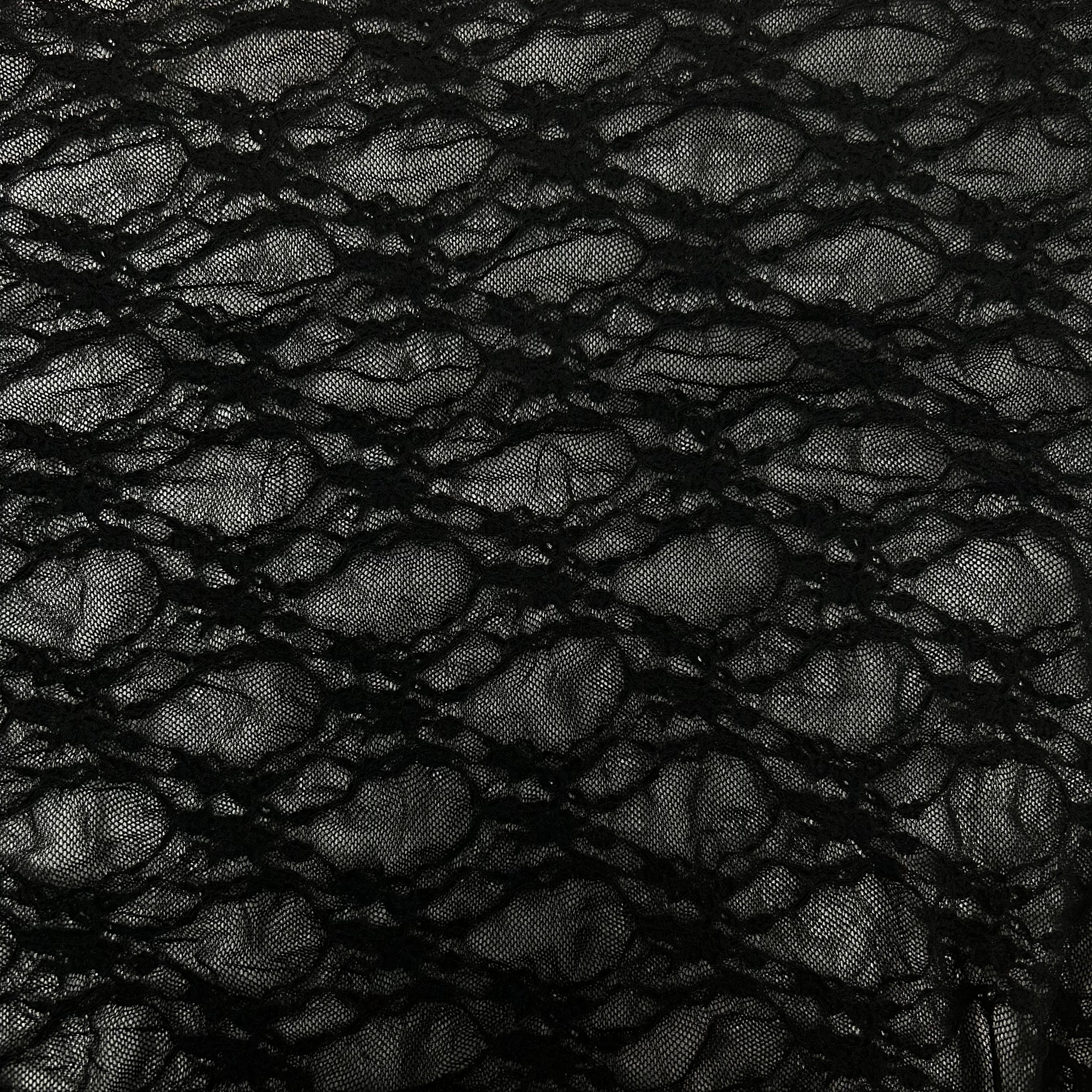 Black Stretch Patterned Lace Apparel Fabric | SALEXML064