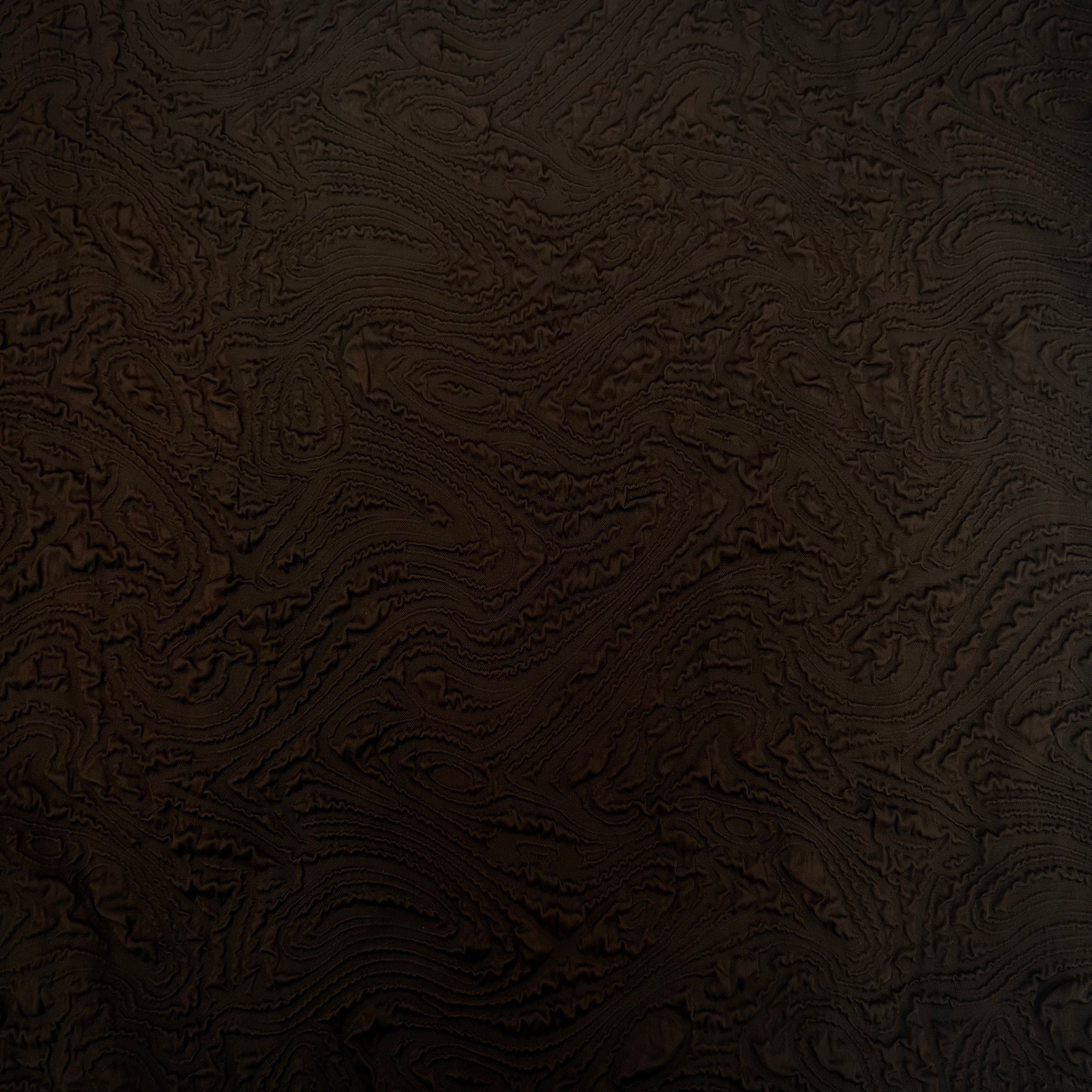 Solid Dark Brown Jacquard Textured Fabric | SALEXML075