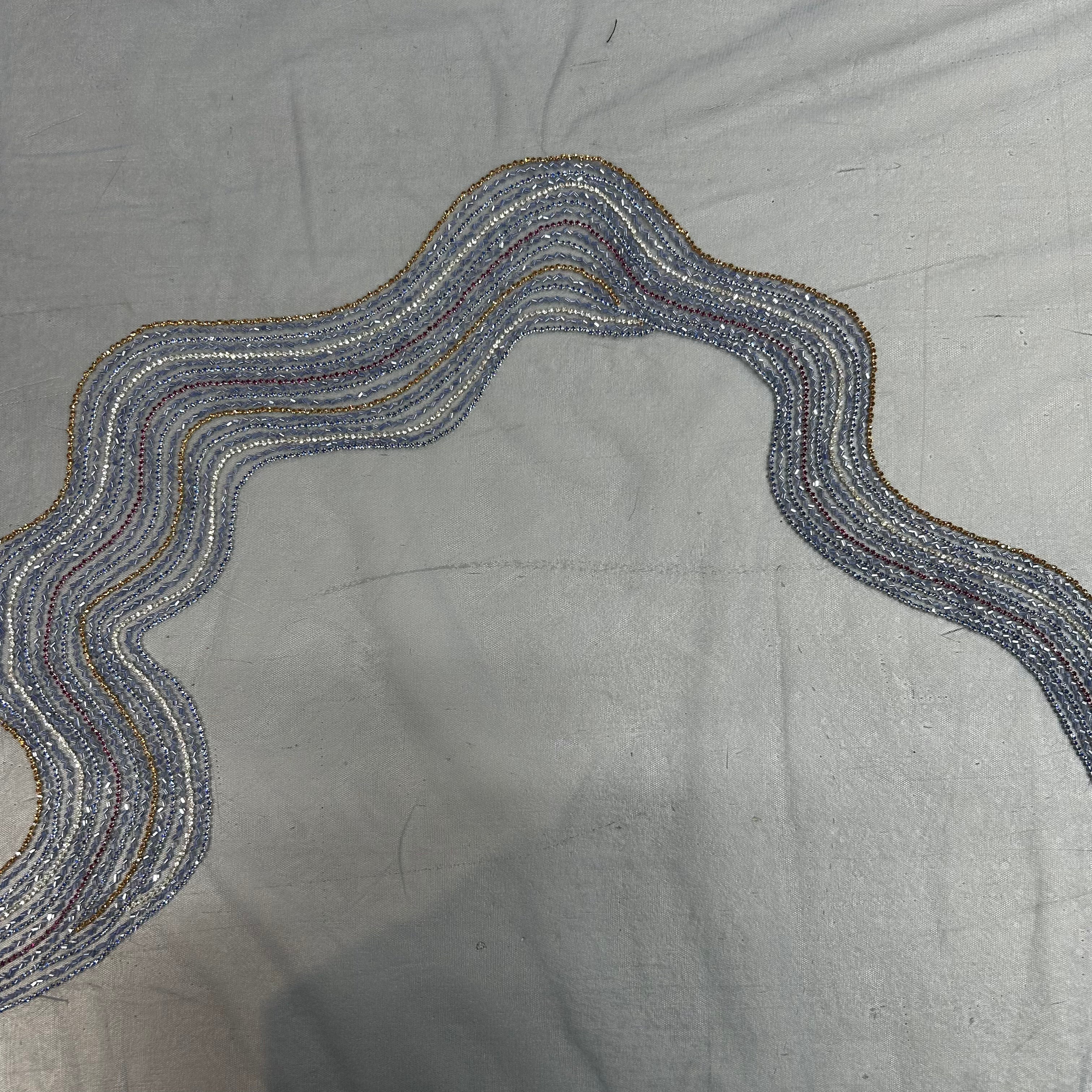 Blue Mesh Intricate Beaded Chain Trim | SALEXML080