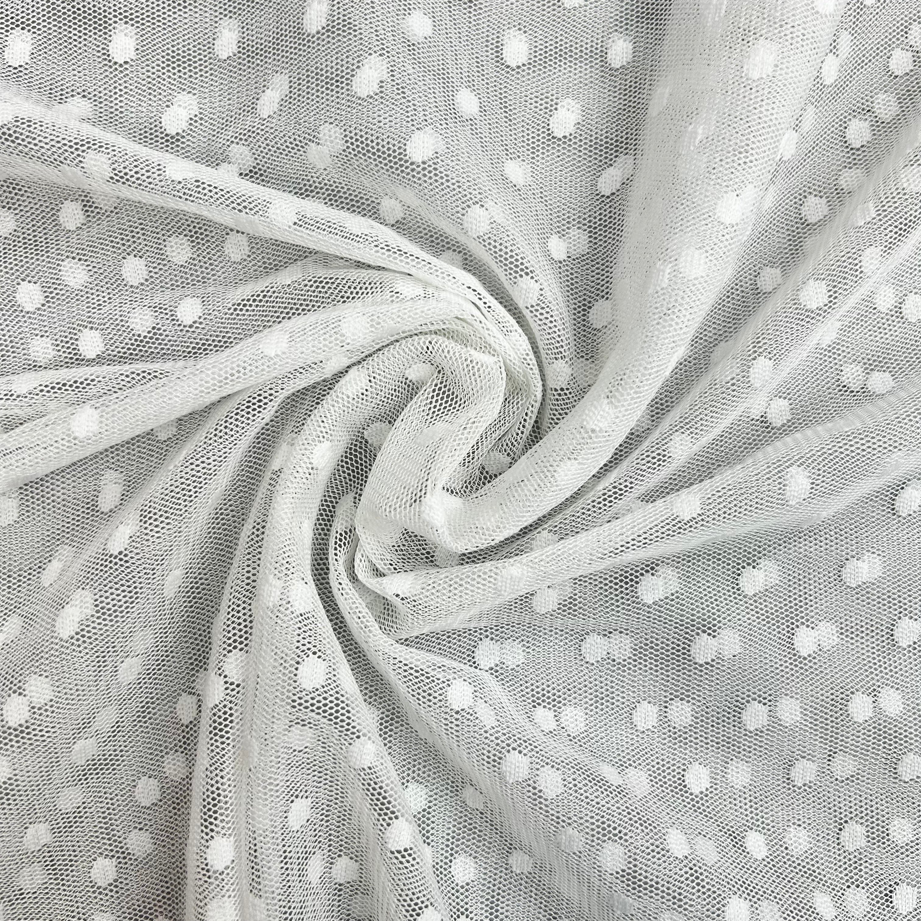 White Mesh Polka Dot Fabric | SALEXML082