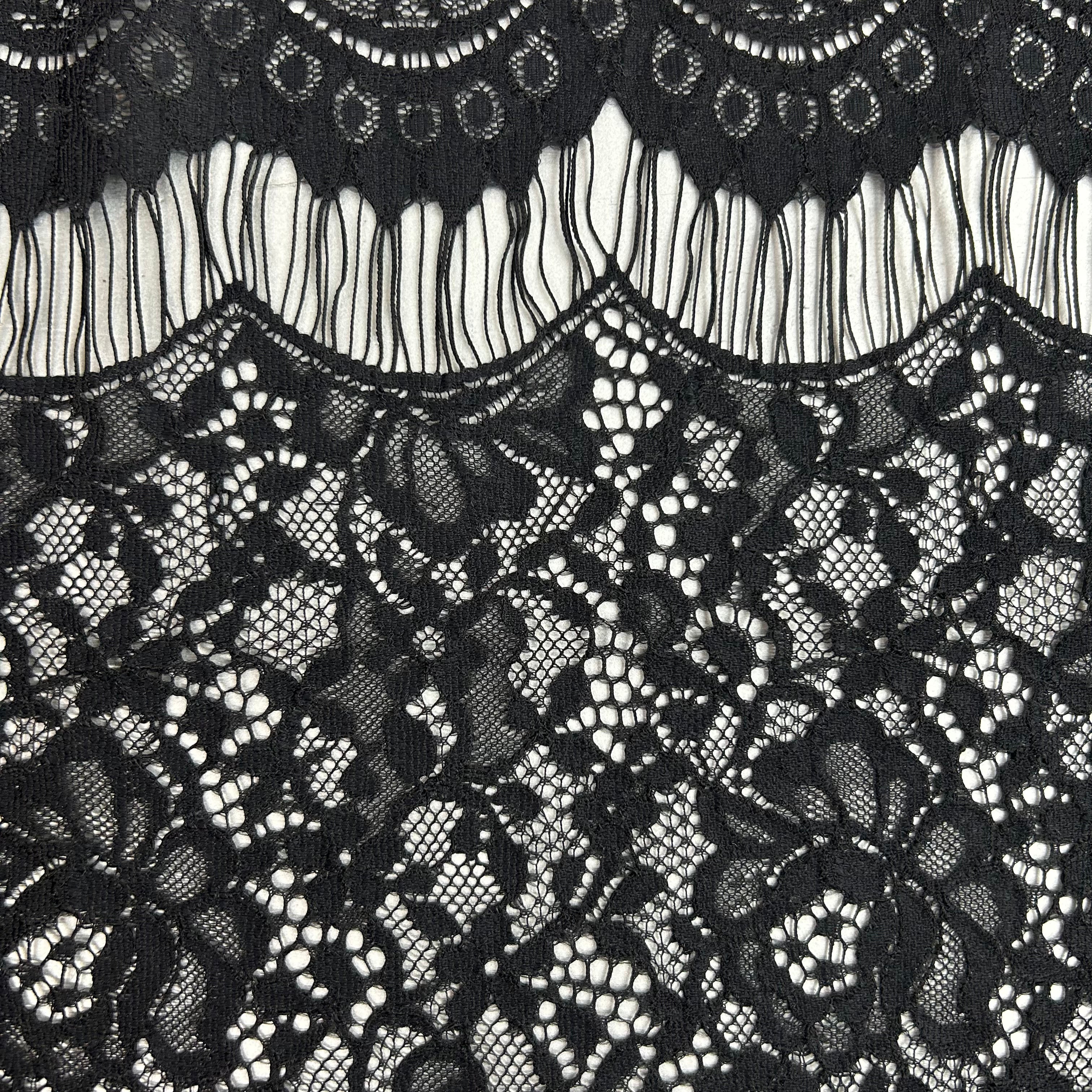 Black Intricate Lace Lightweight Fabric | SALEXML081