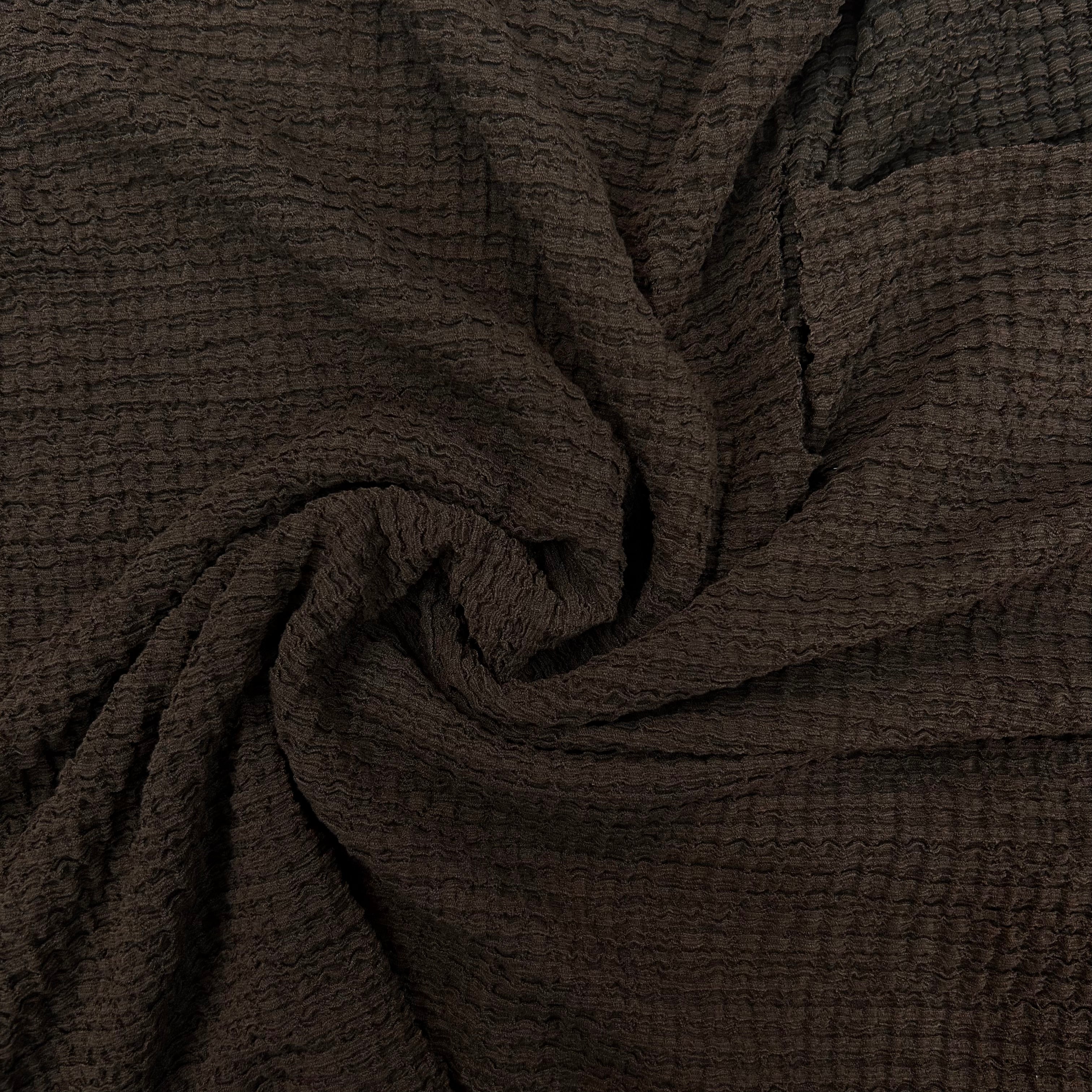 Solid Brown Crinkled Stretch Apparel Fabric | SALEXML083