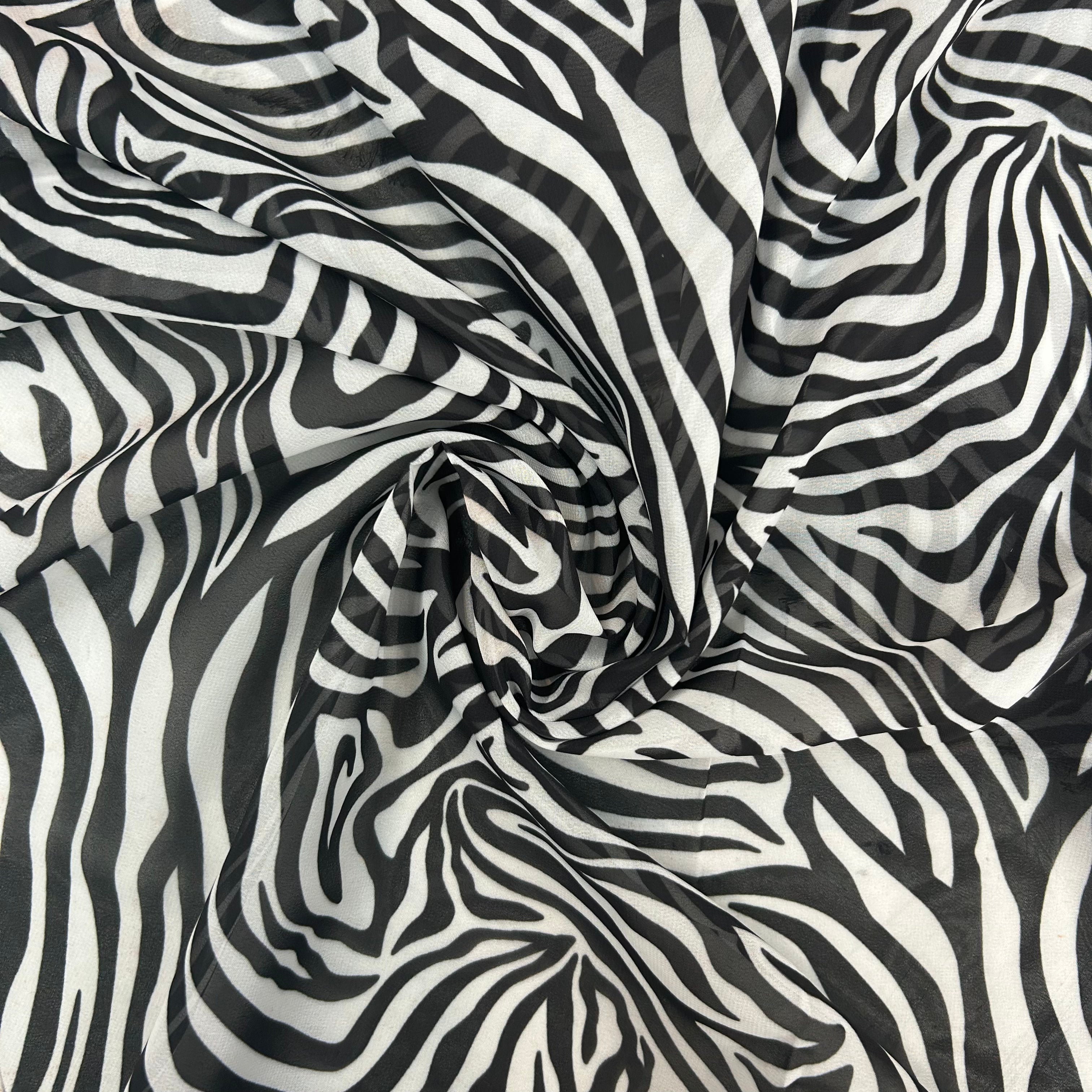 Zebra Printed Polyester Chiffon | SALEXML092