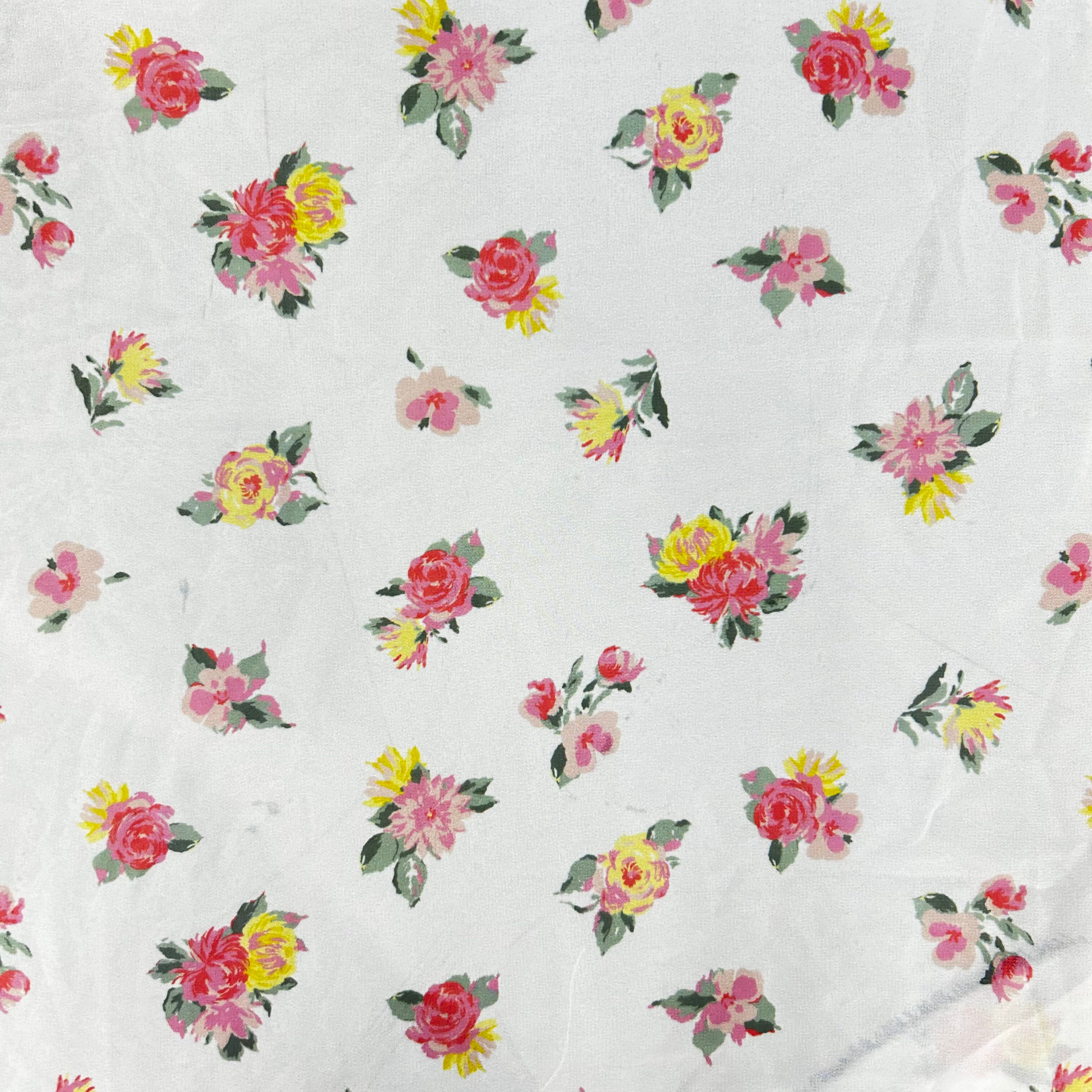 White Floral Printed Polyester Chiffon | SALEXM098
