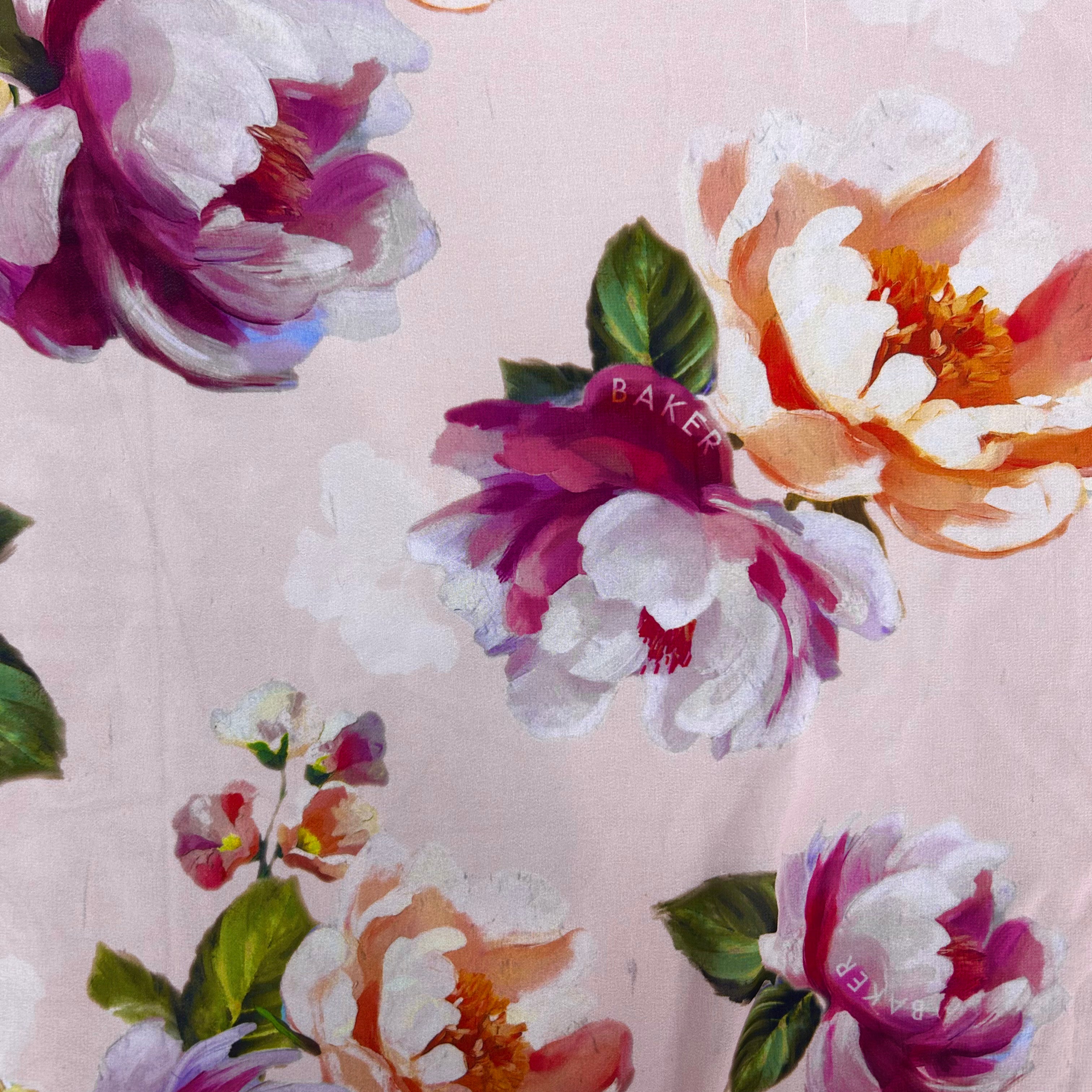 Pink Floral Ted Baker Printed Polyester Chiffon | SALEXML100