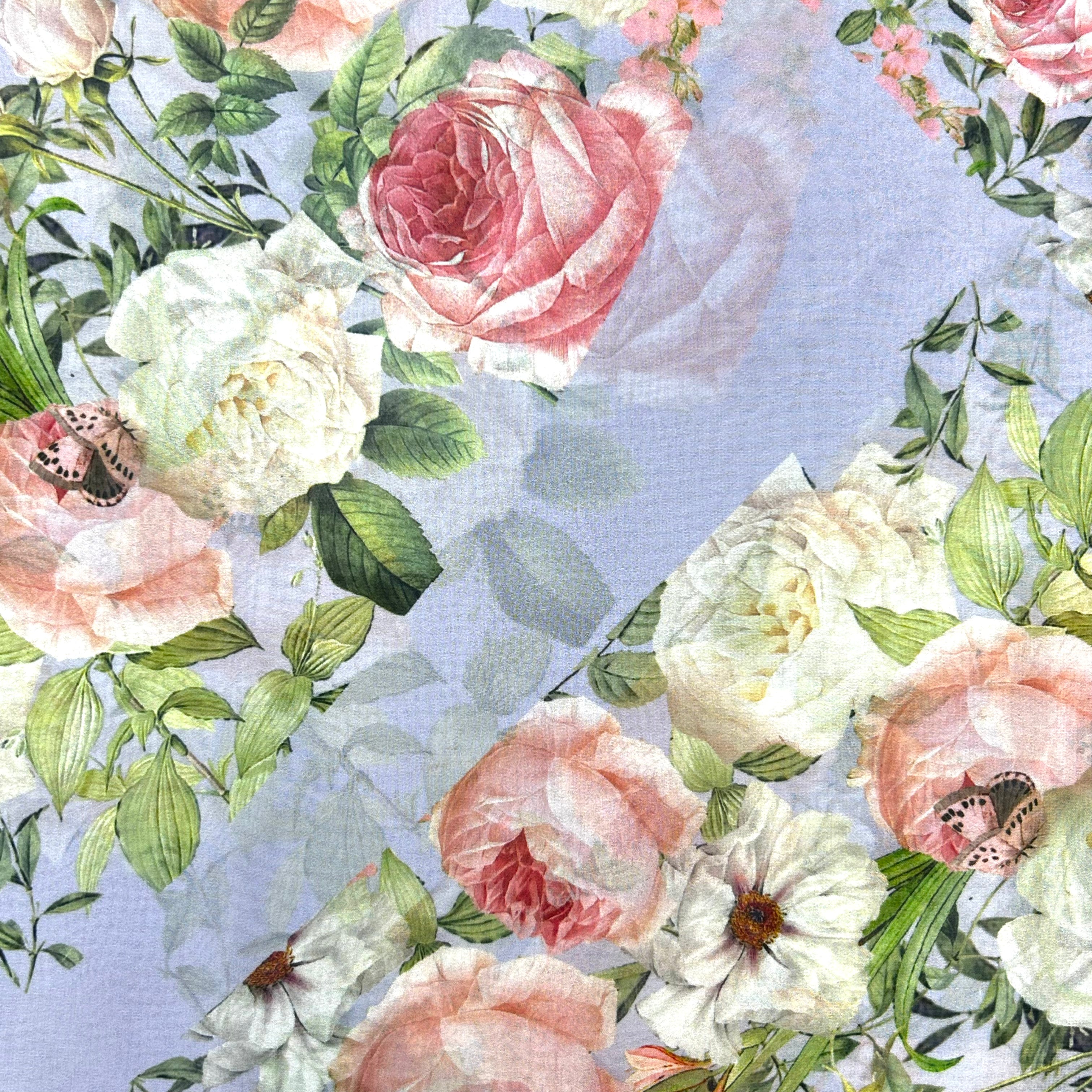 Purple Printed Polyester Chiffon - 1.7m | SALEXML111