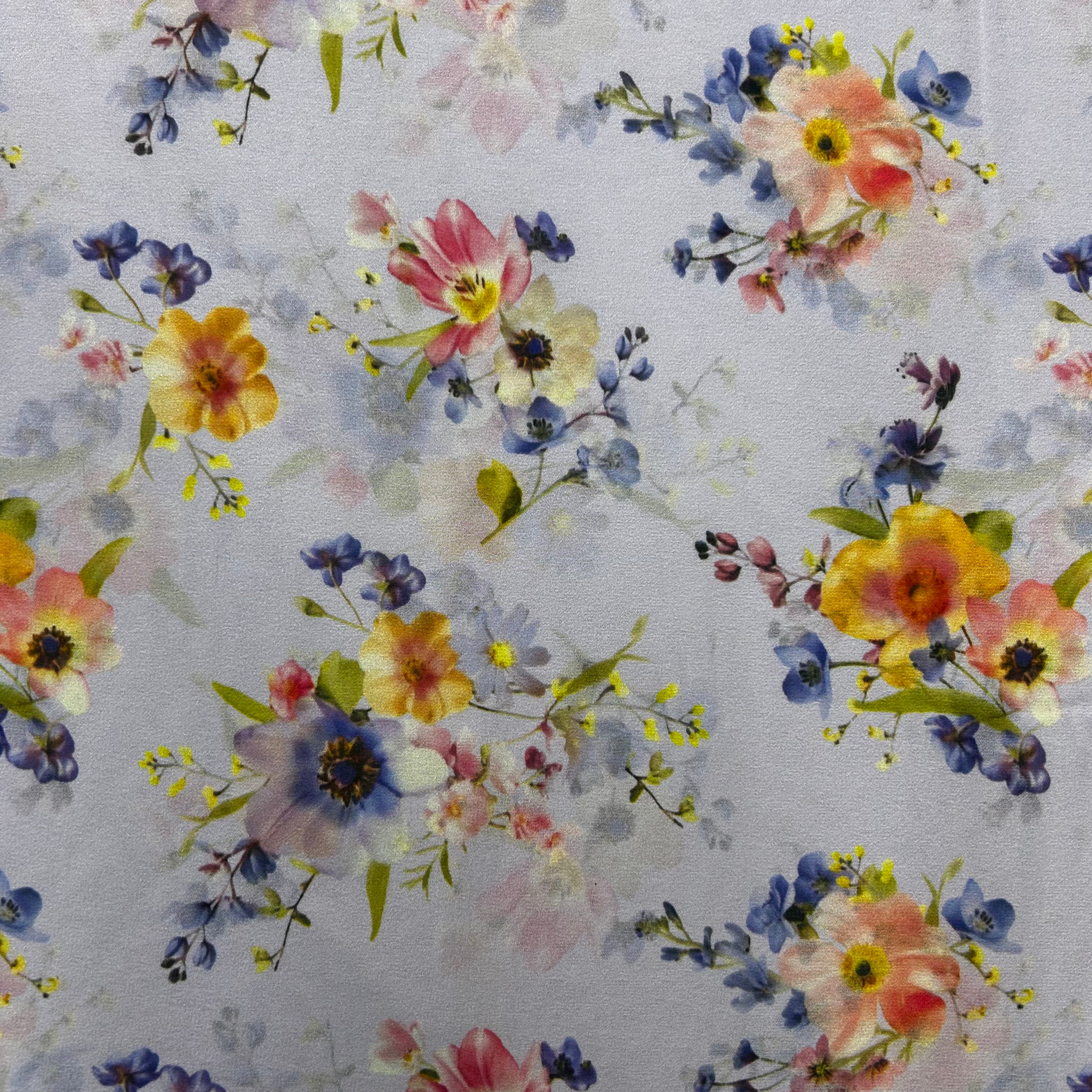 Purple Printed 100% Polyester Silky Chiffon | SALEXML115