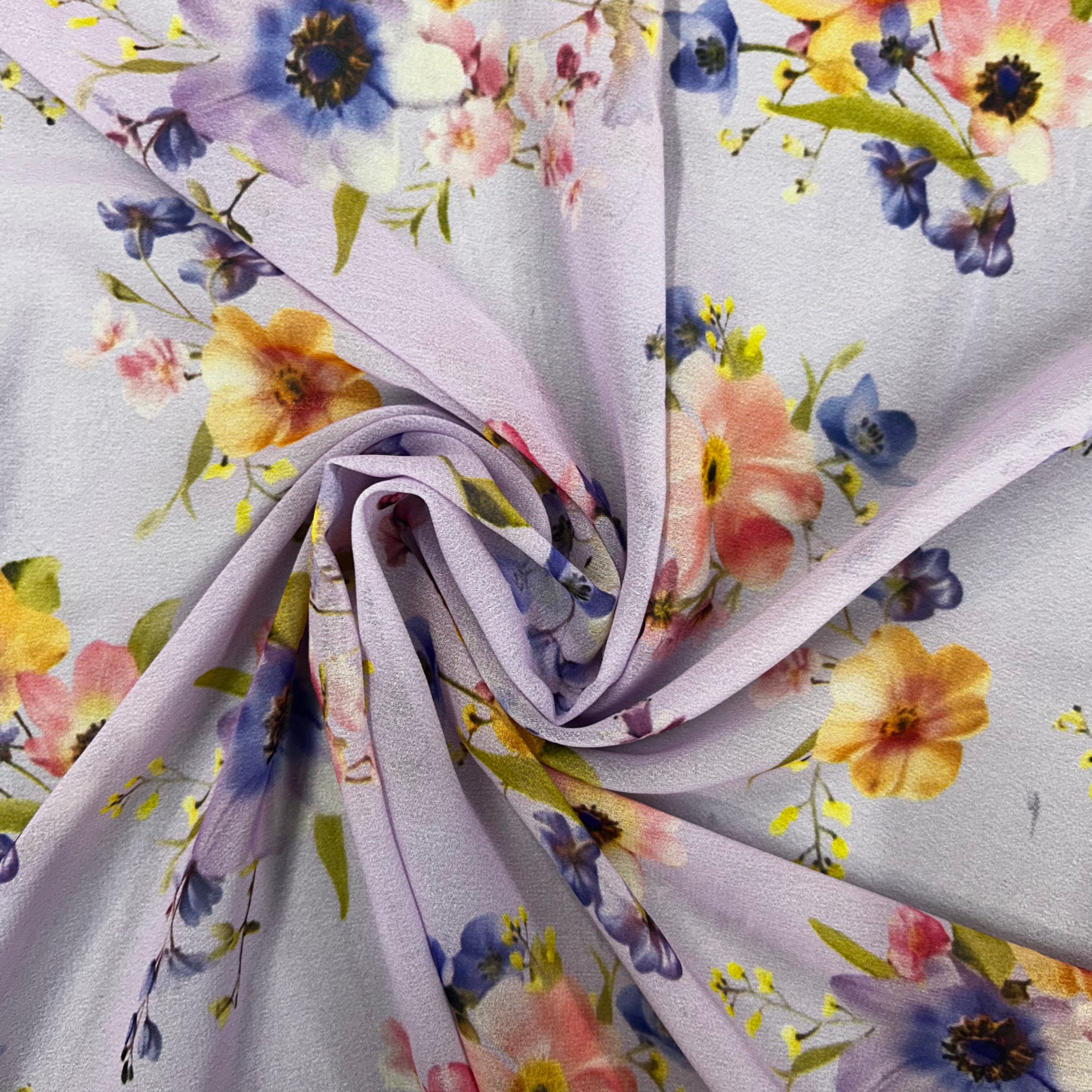 Purple Printed 100% Polyester Silky Chiffon | SALEXML115