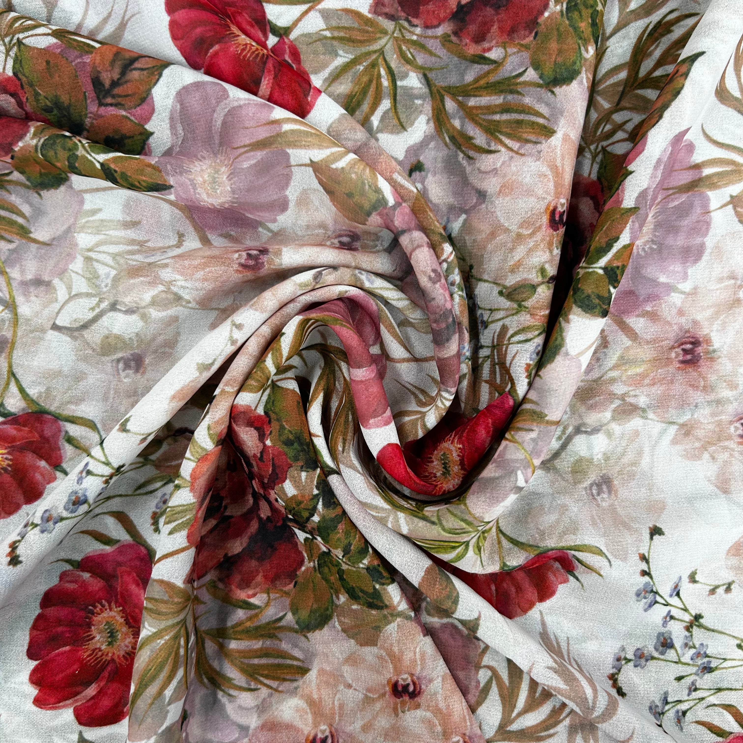 Floral Printed 100% Polyester Chiffon - 1.8m | SALEXML120