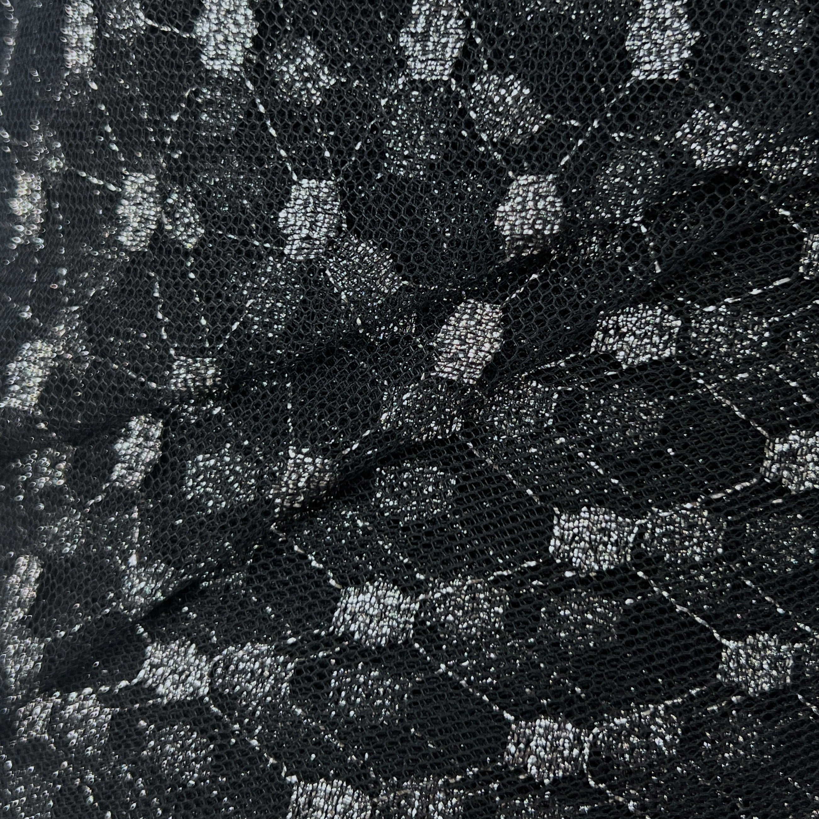 Close-up of black textured fabric with a pattern