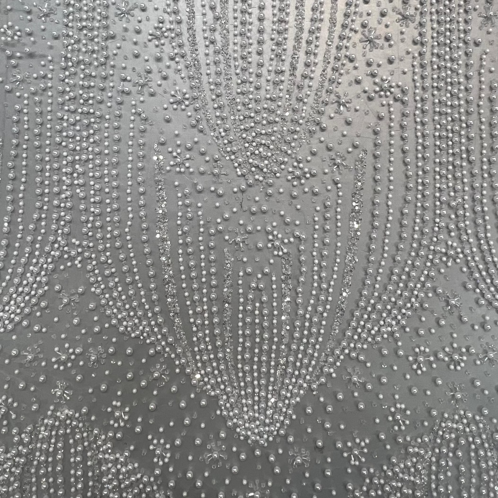 Hand Beaded Pearl Fabric PA004M R-35496