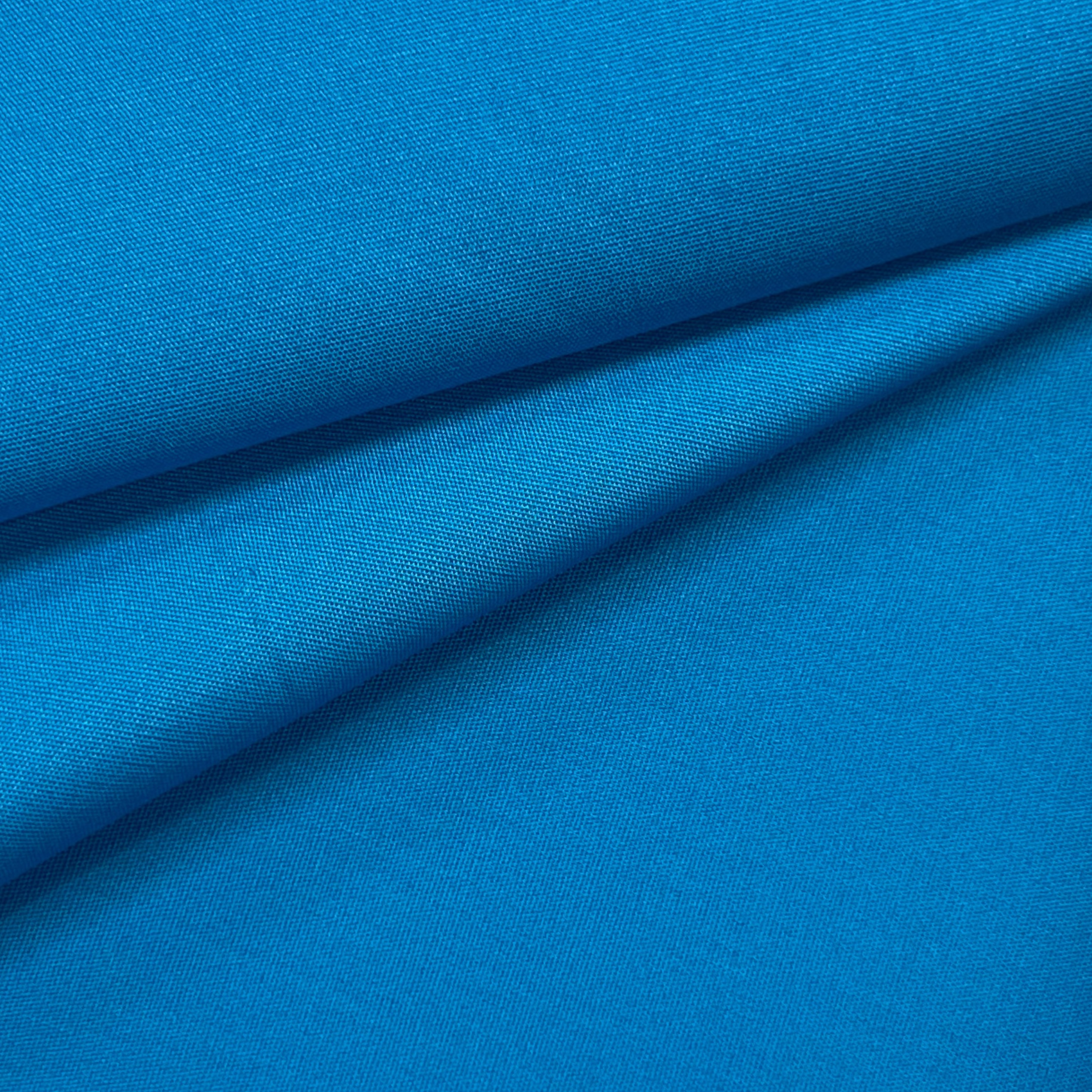 Blue cotton poplin fabric with a visible weave texture.