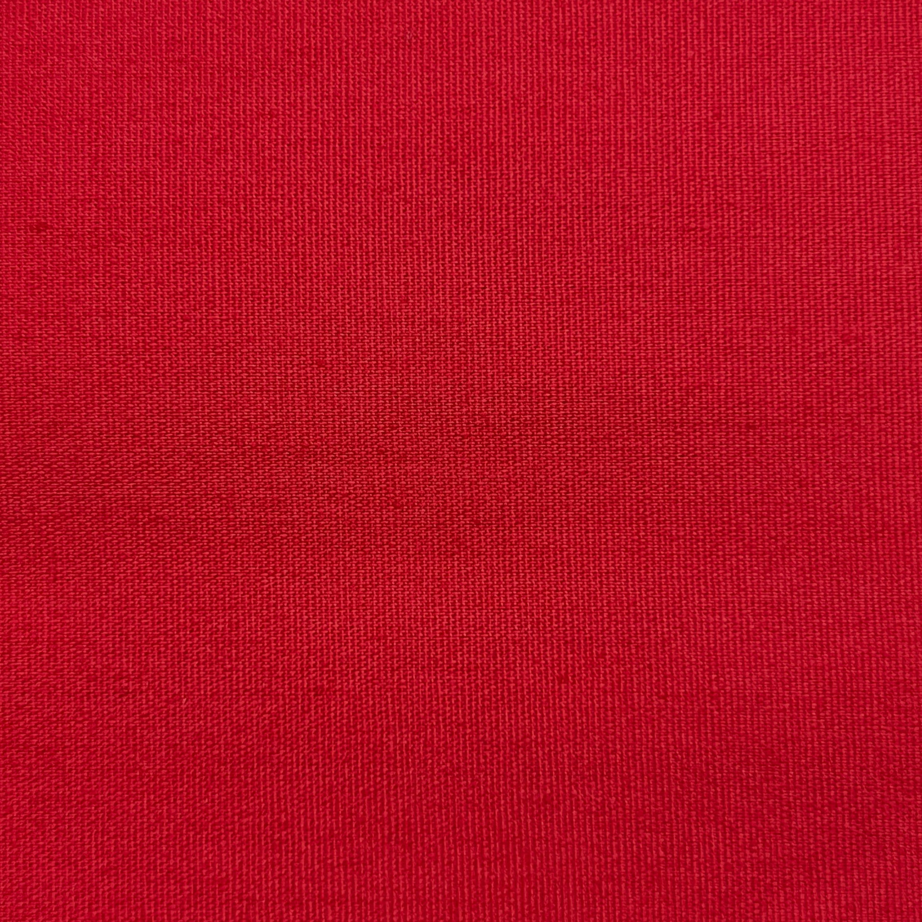 Red cotton poplin fabric with a textured weave.