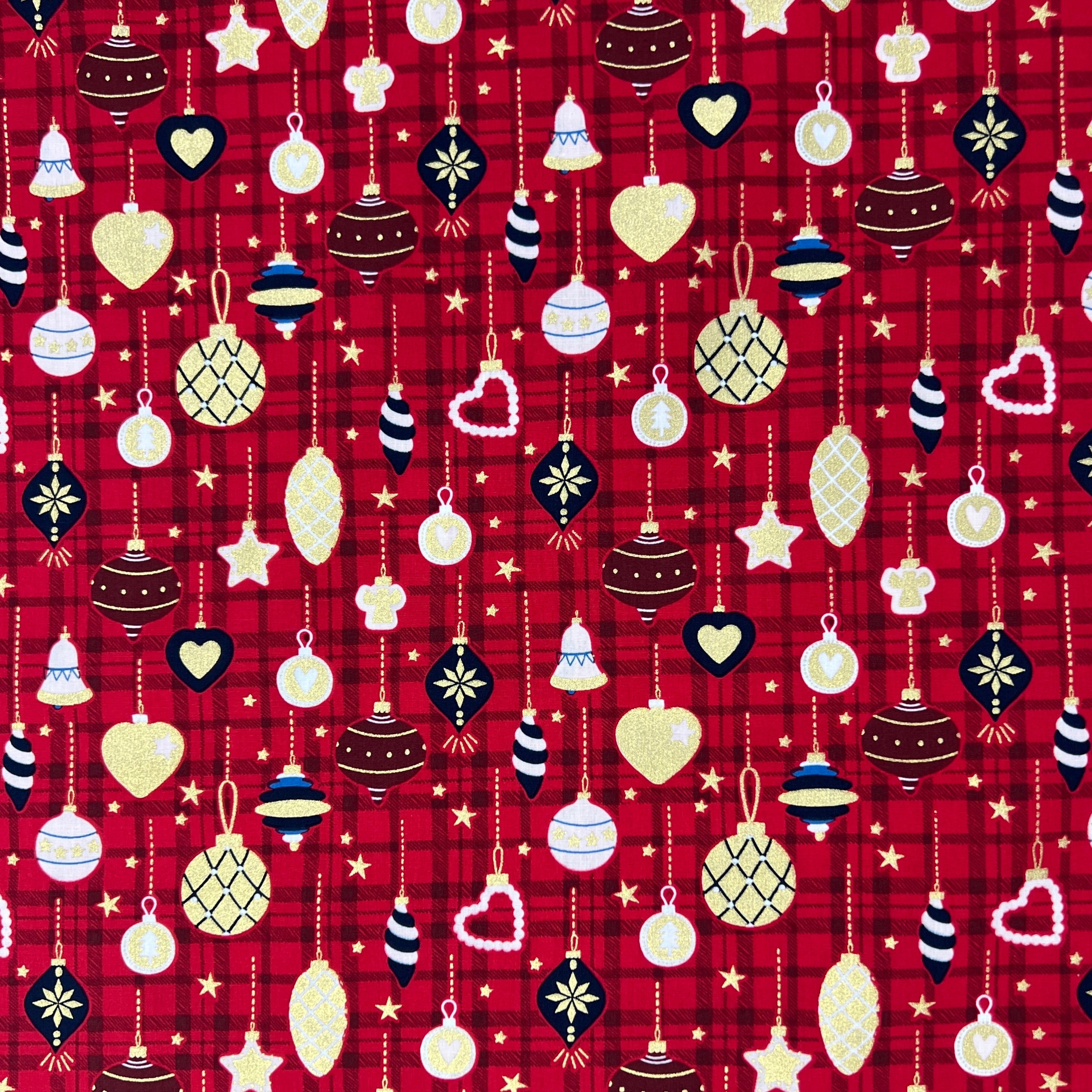 100% Red Cotton Poplin Printed Christmas Fabric NB073 22701 | Galedi Fabrics