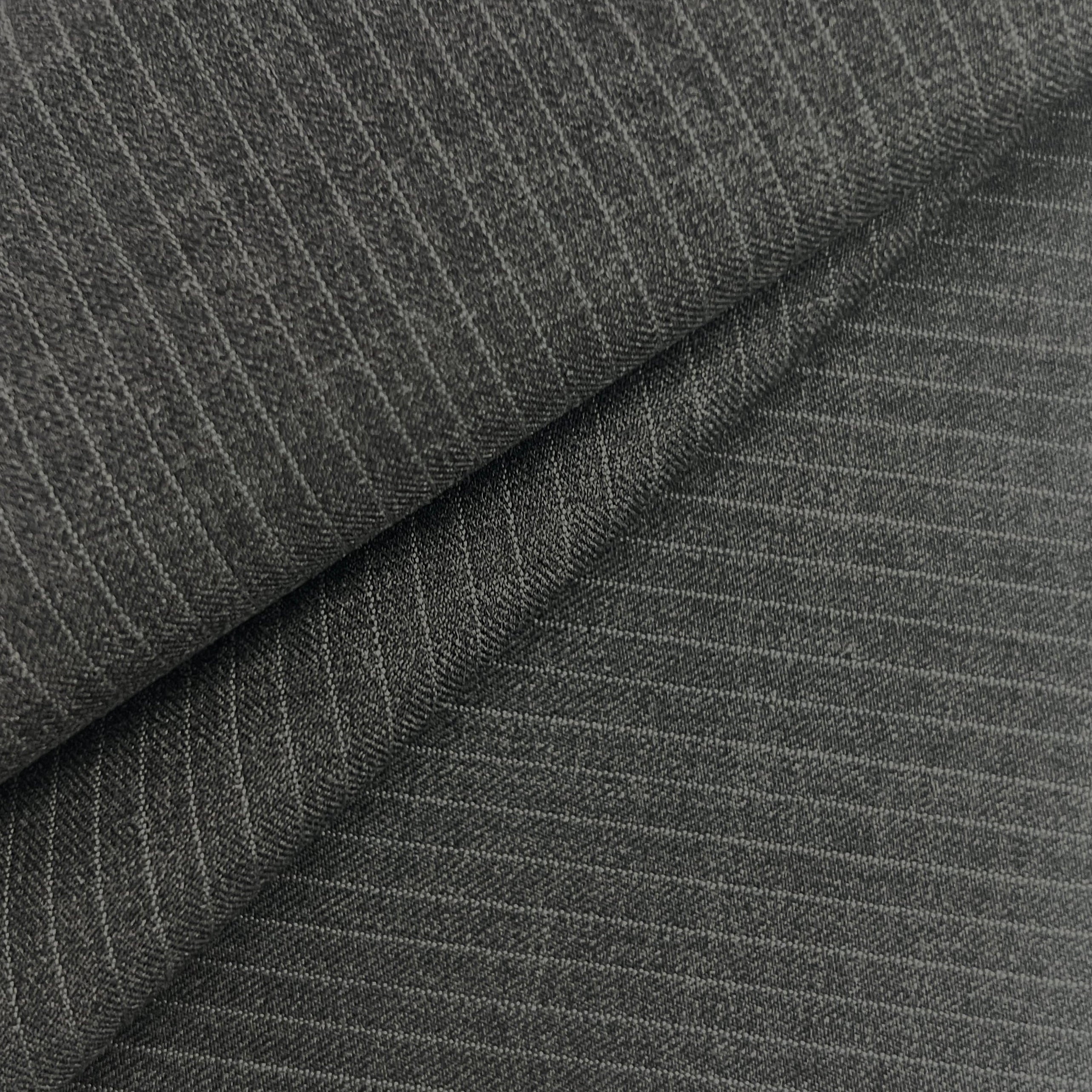 Wool Worsted & Polyester Charcoal Narrow Laceline Stripe HS005 1121017 | Galedi Fabrics