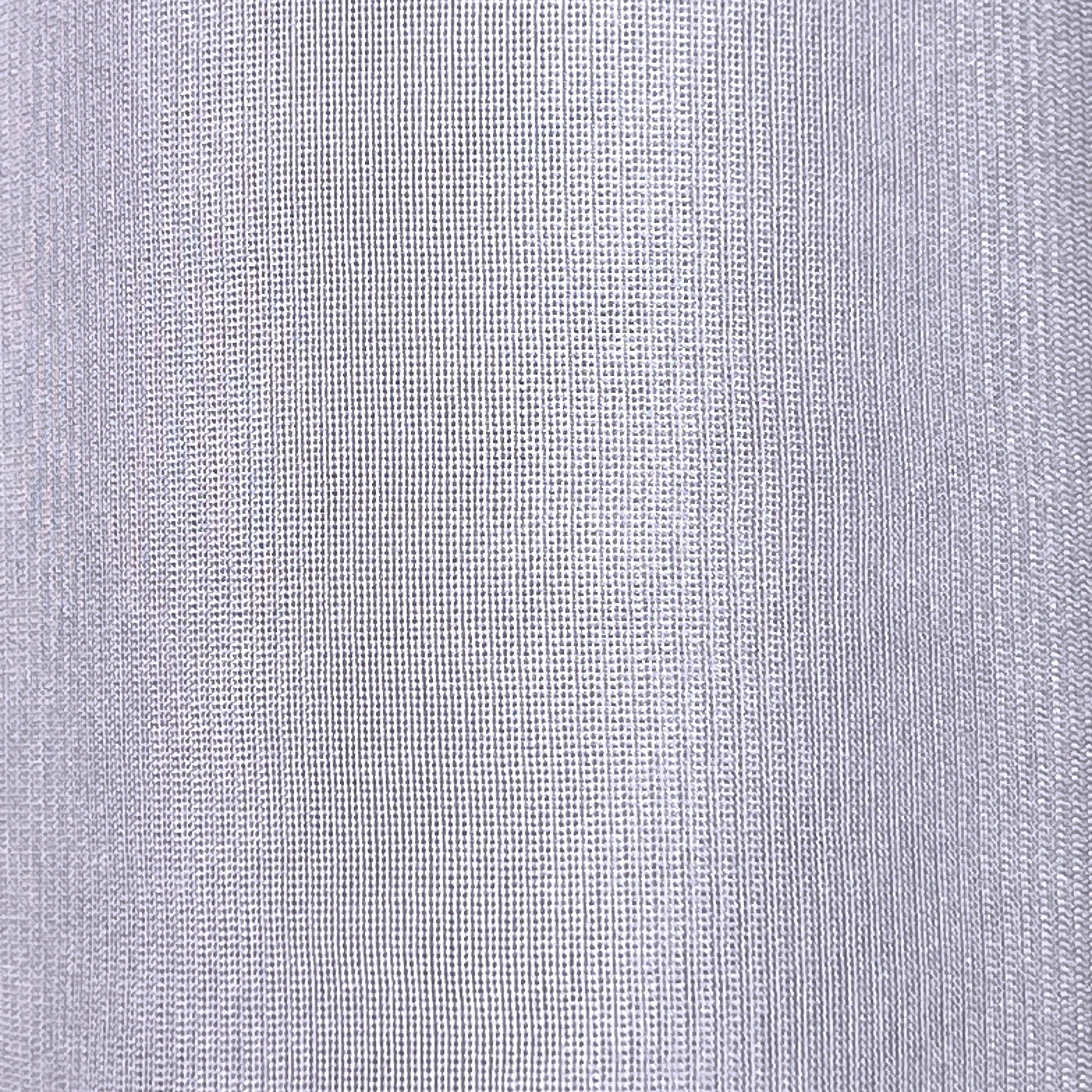 A close-up of a light gray woven fabric texture with fine vertical ribbing.