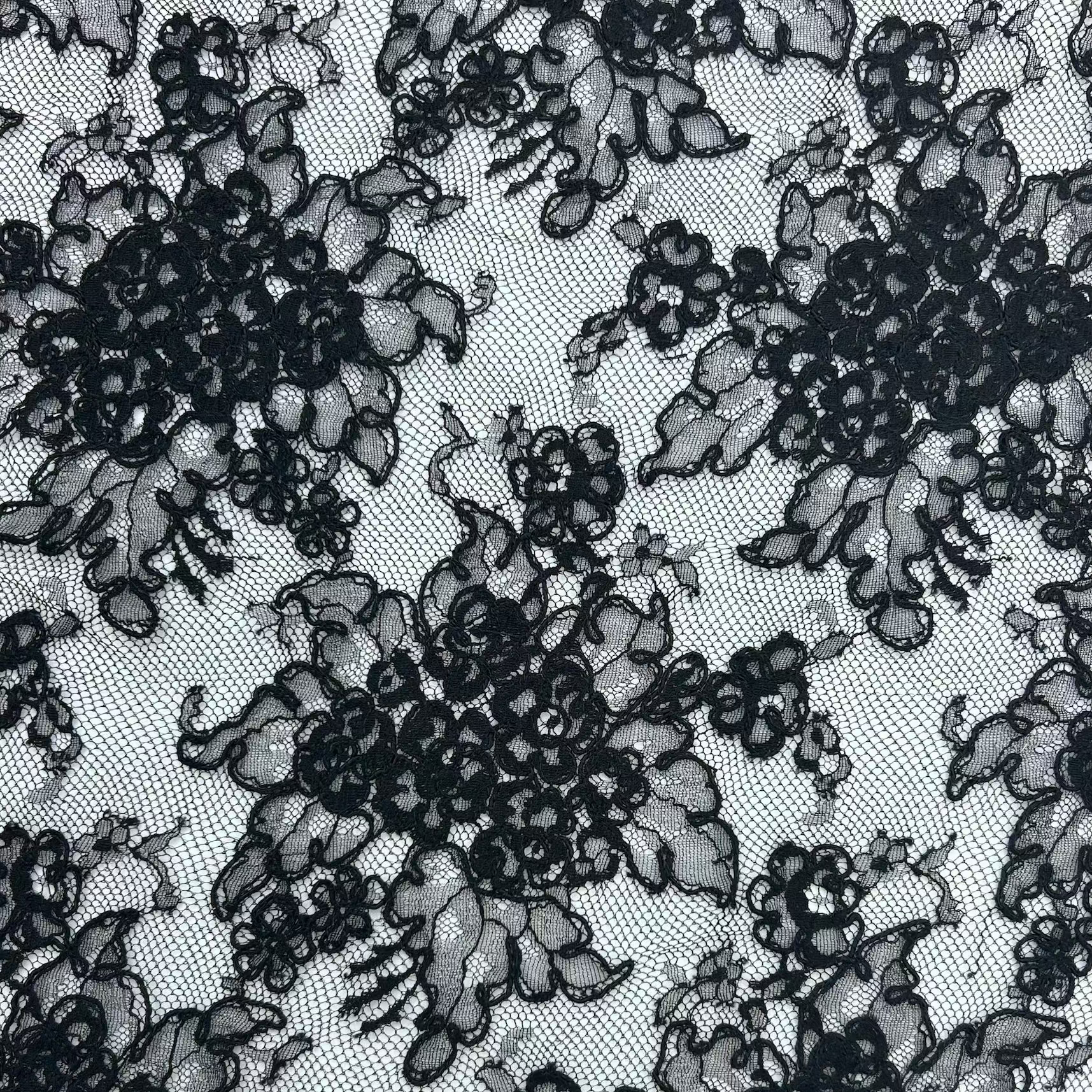 Black Floral Lace Fabric SOL015