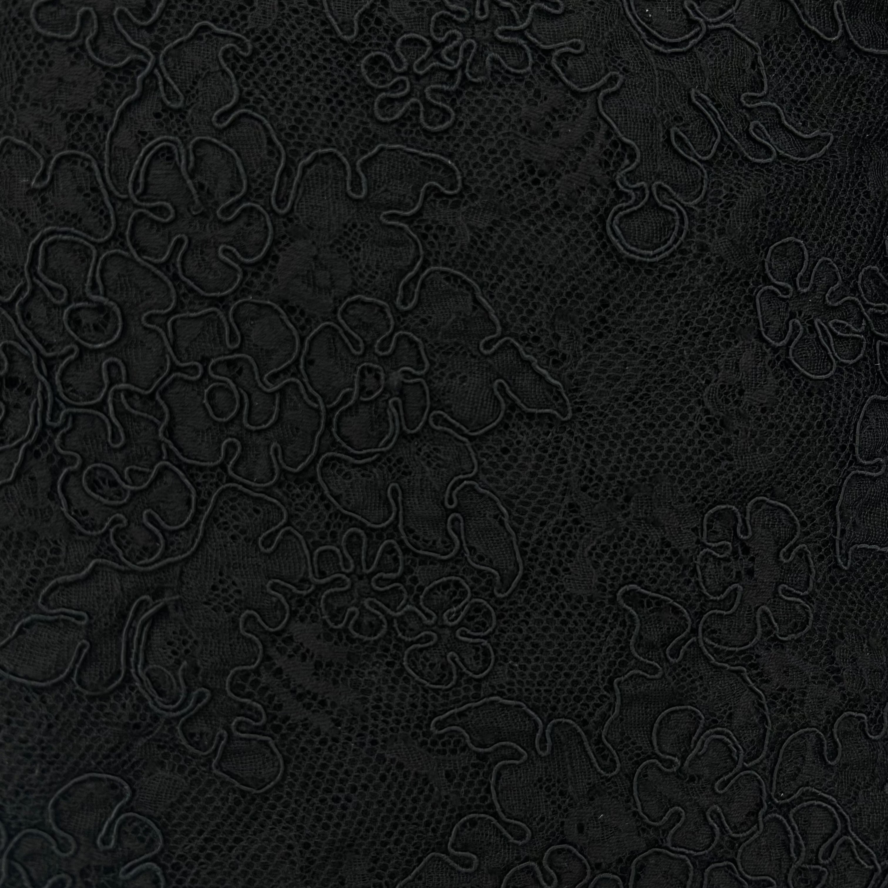 Black Floral Lace Fabric SOL015