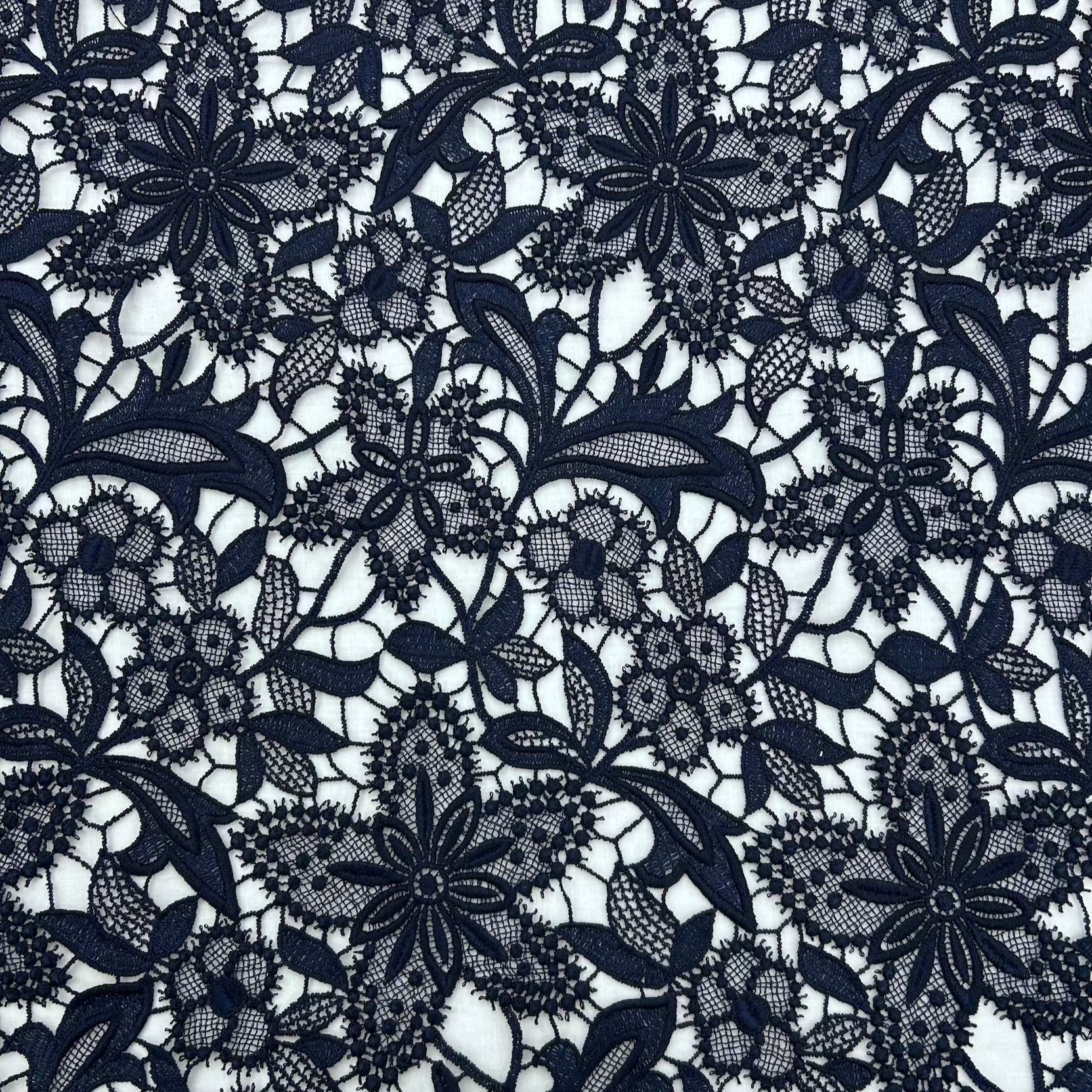 Navy Openwork Floral Lace SOL016