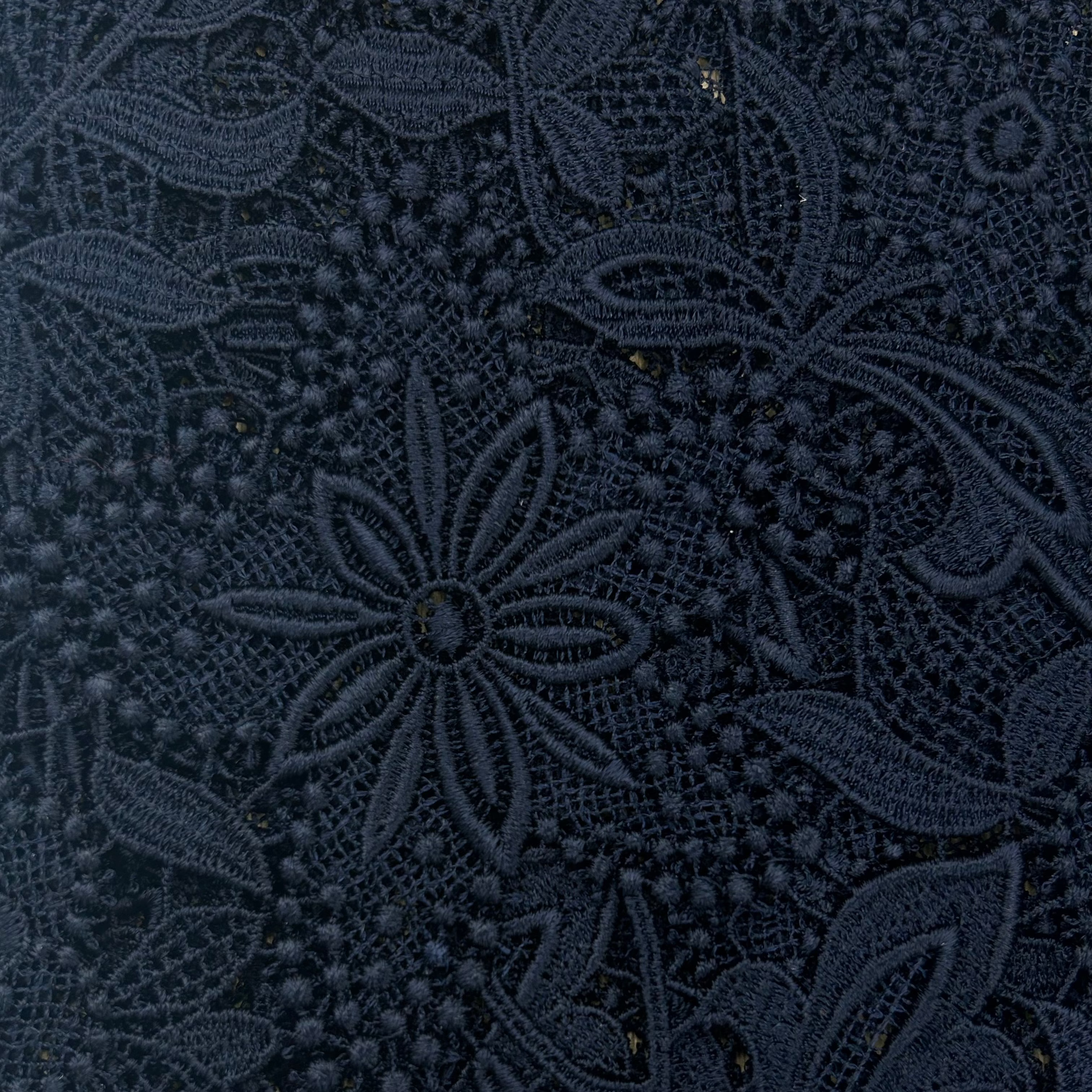 Navy Openwork Floral Lace SOL016