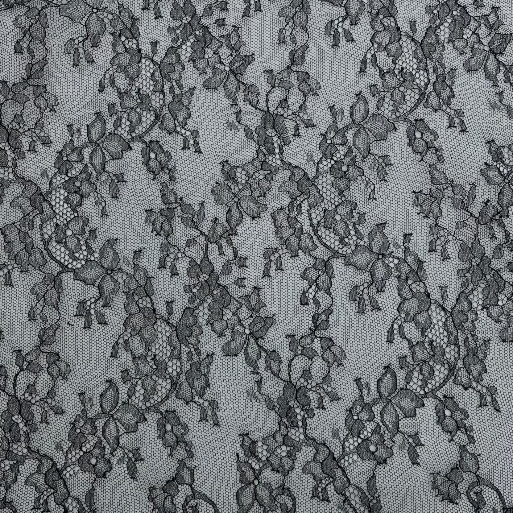 Black Chantilly Floral Lace Fabric SOL017