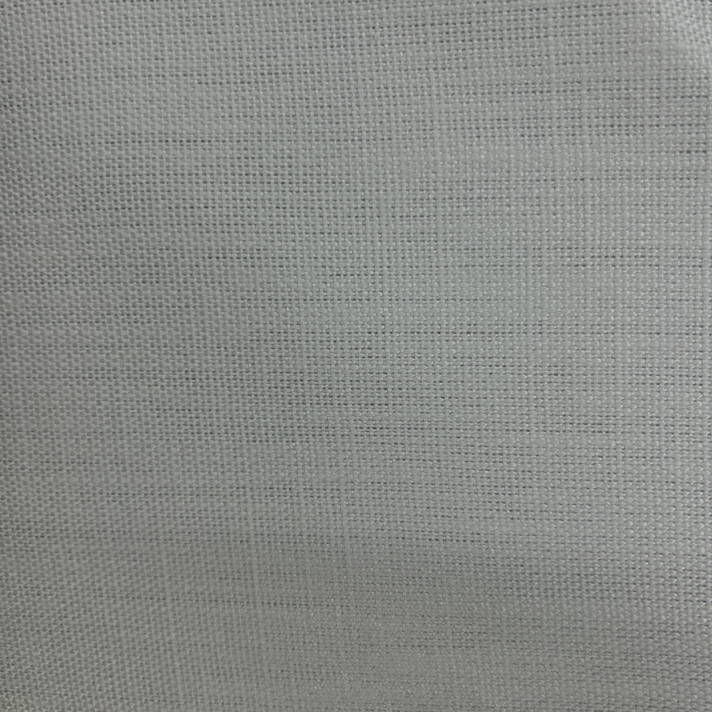 A close-up of a light gray woven fabric texture with a fine grid pattern.
