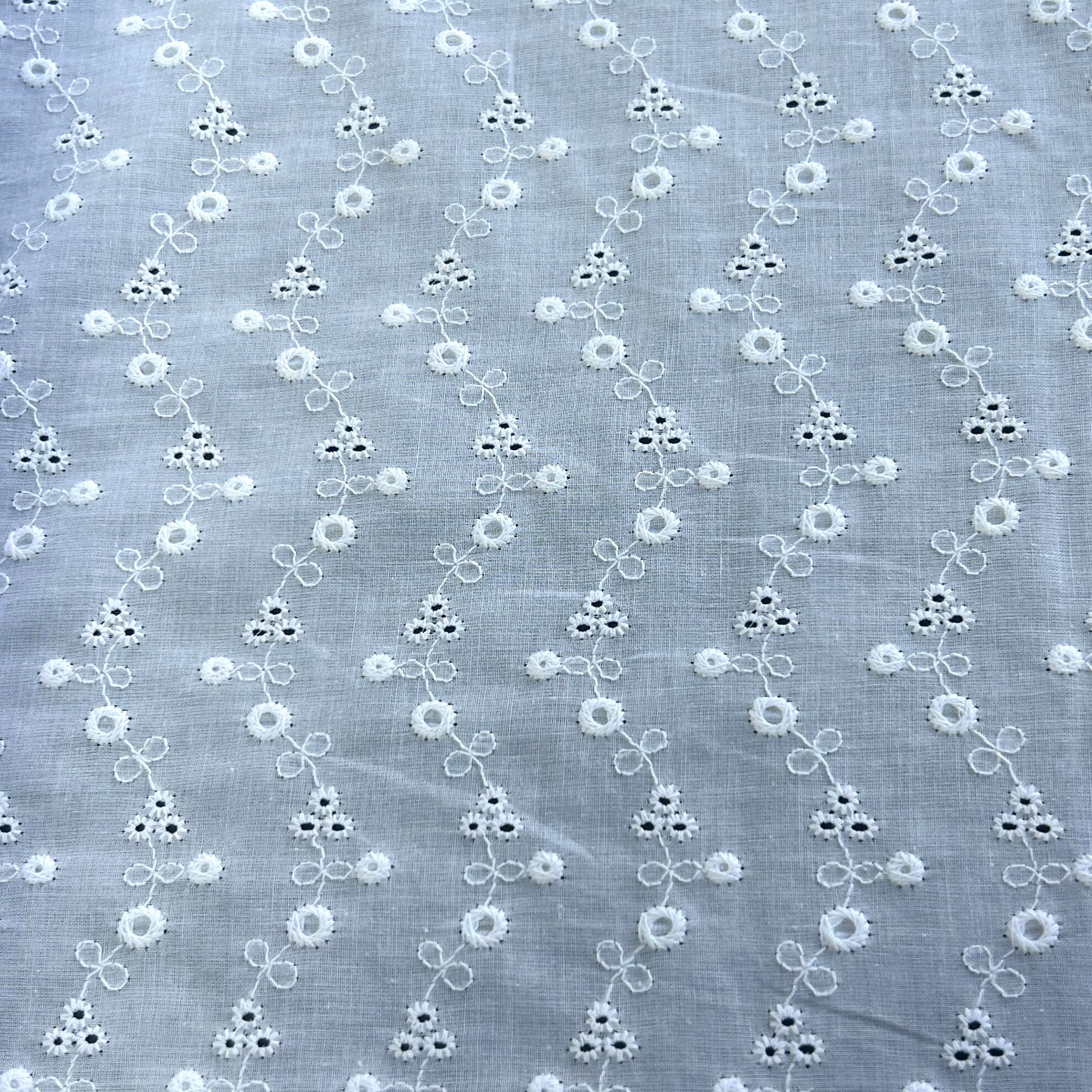 Cotton Poplin Embroidered Flowers NB025 21012