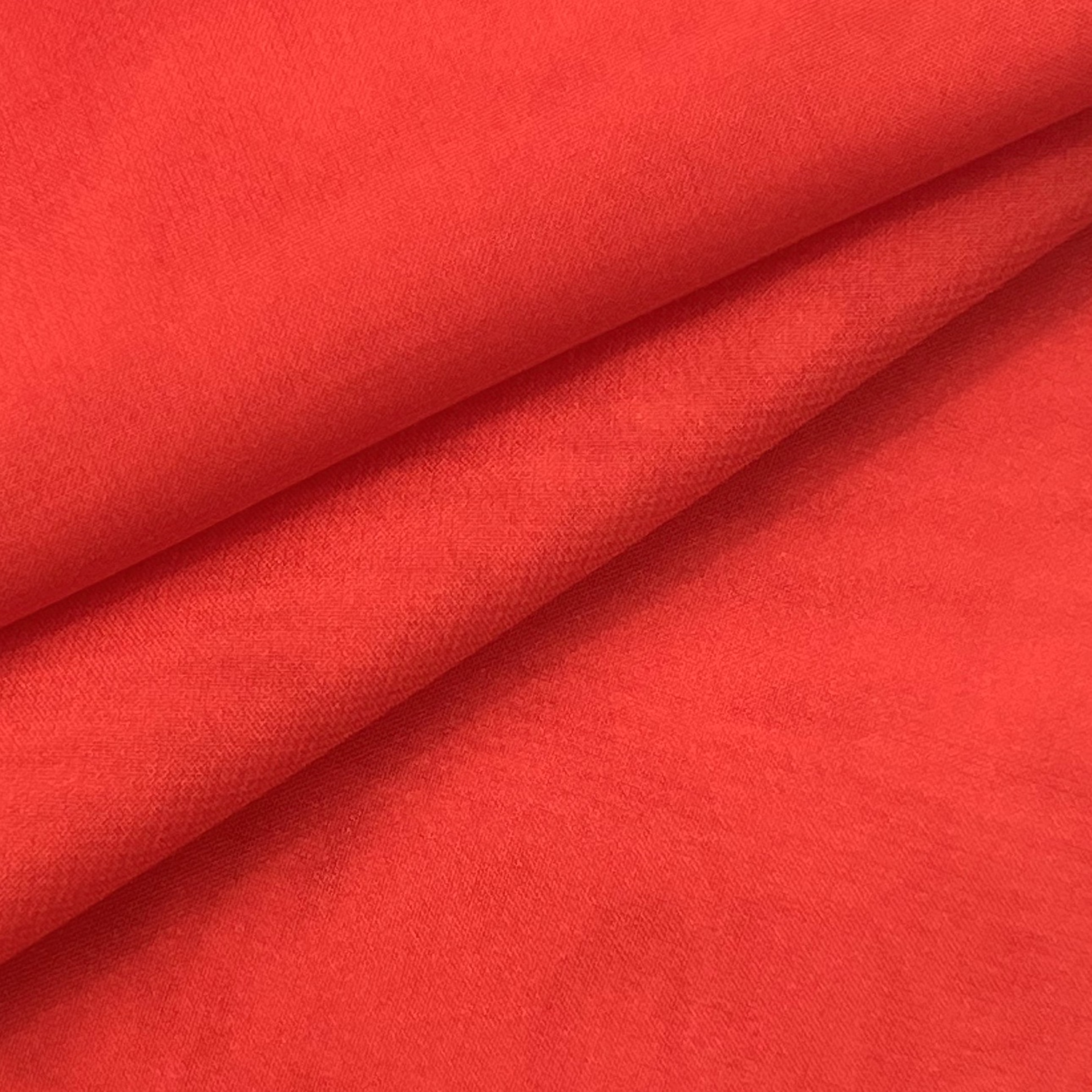 High quality ultra thin polyester chiffon fabric in a vibrant red color with a soft matte texture.