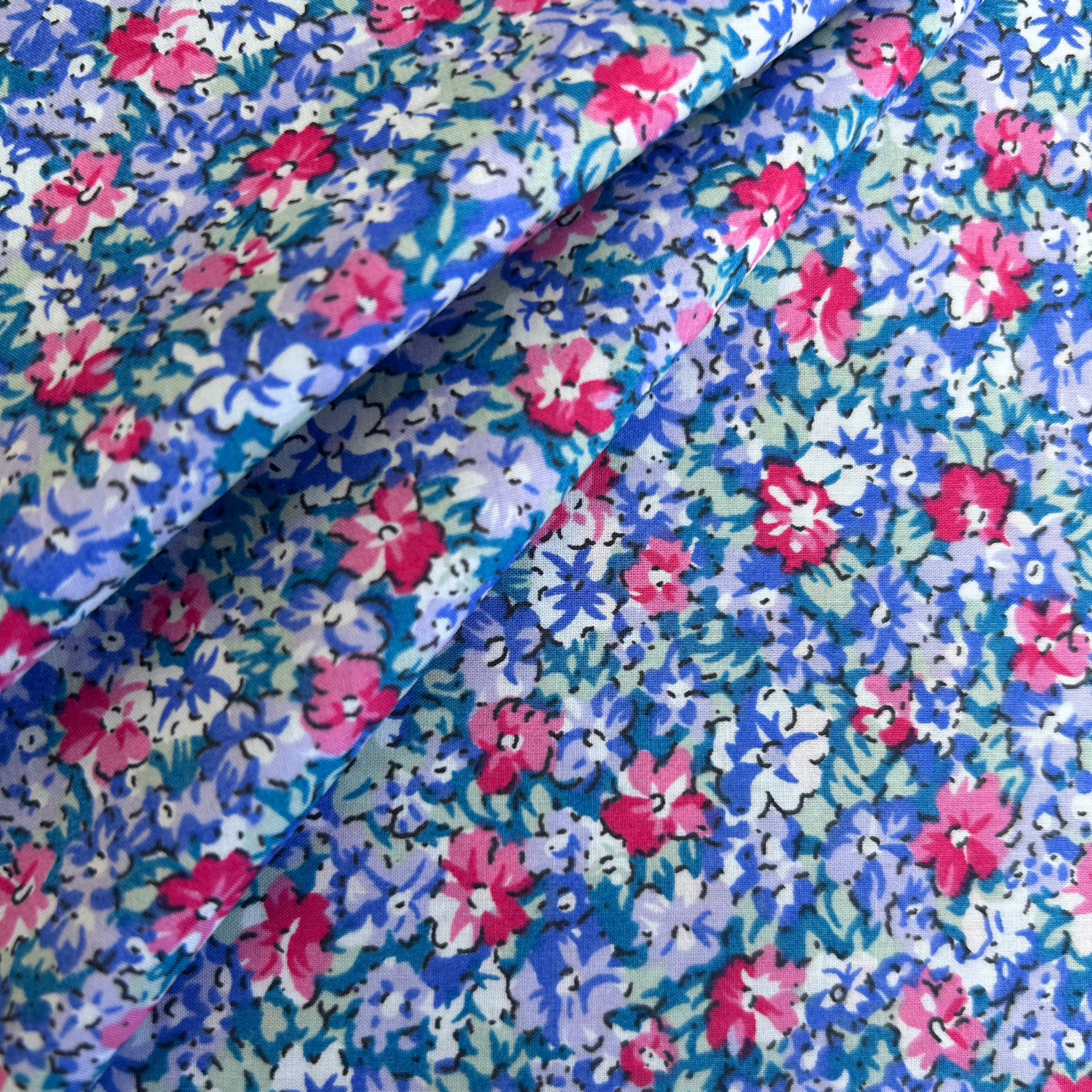Blue/Pink Pima Cotton Lawn Print Fabric | PH049 SI0246/A