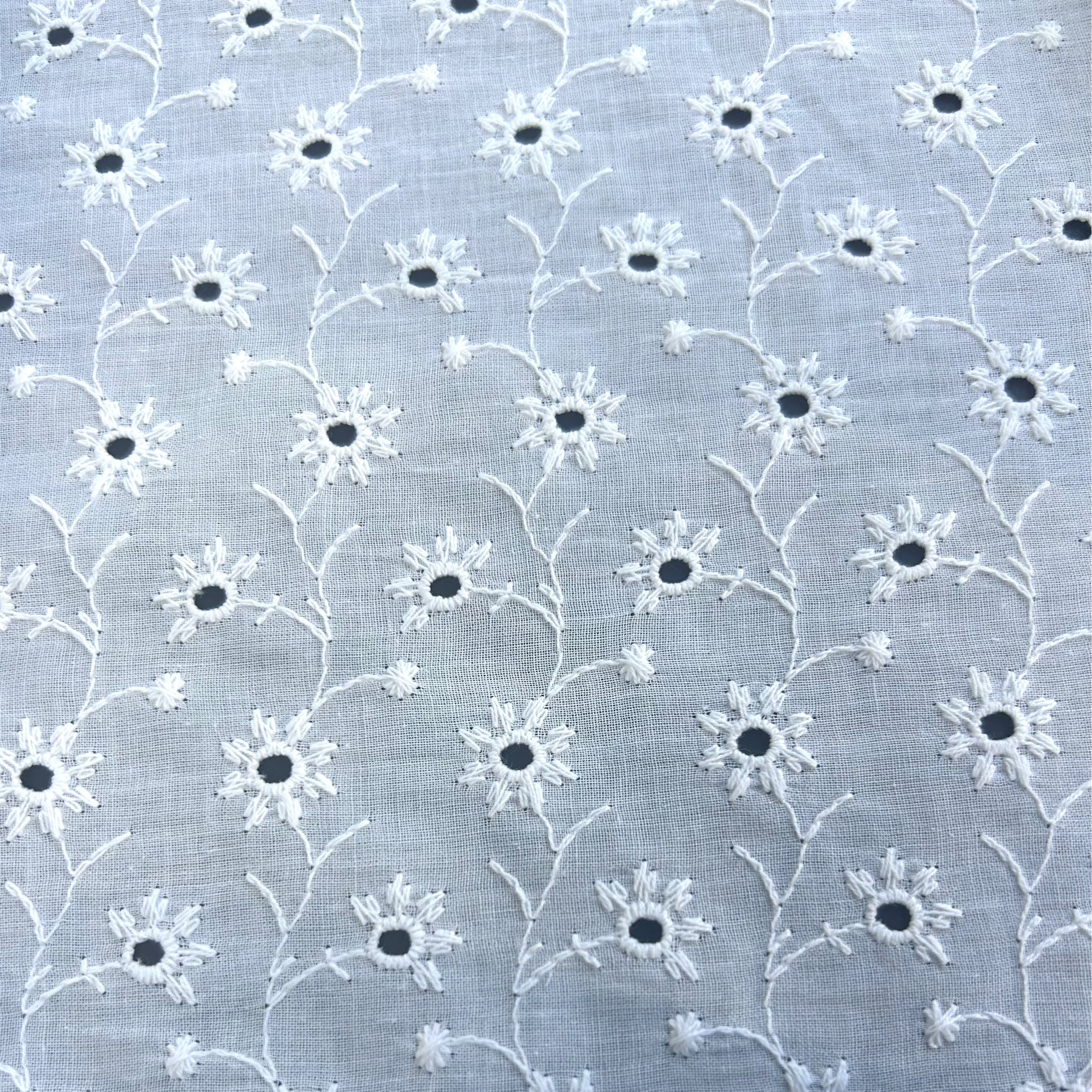 Cotton Poplin Fabric Embroidered Flowers NB030 23134