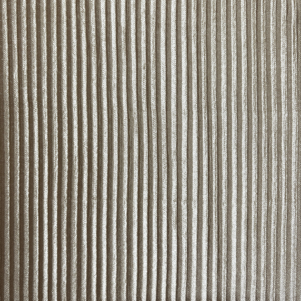 A close-up of a vertically ribbed fabric or material in a warm taupe-beige tone, filling the entire frame.